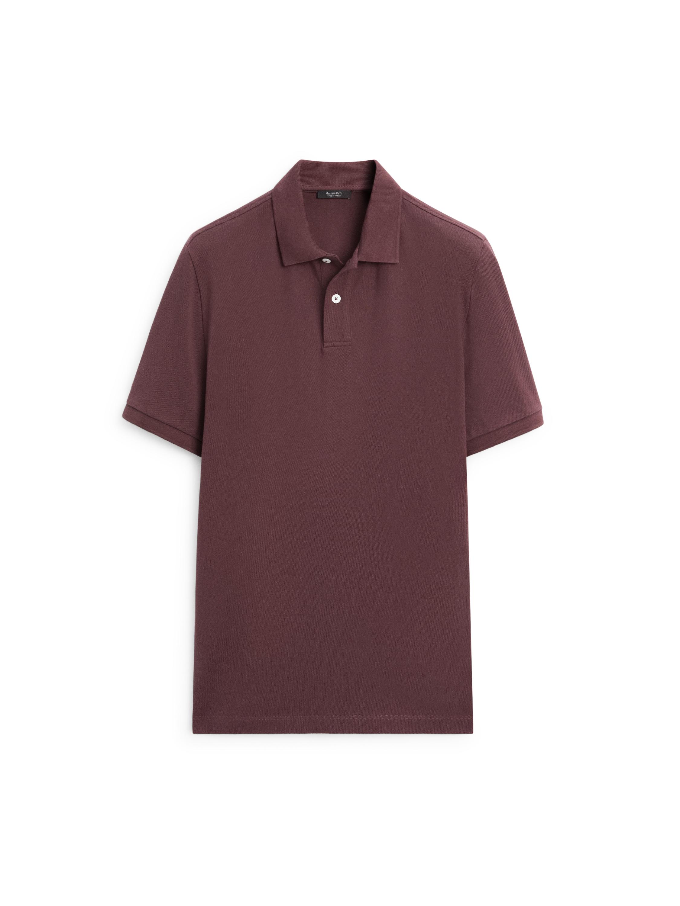 Micro-textured cotton piqué polo shirt — MAROON