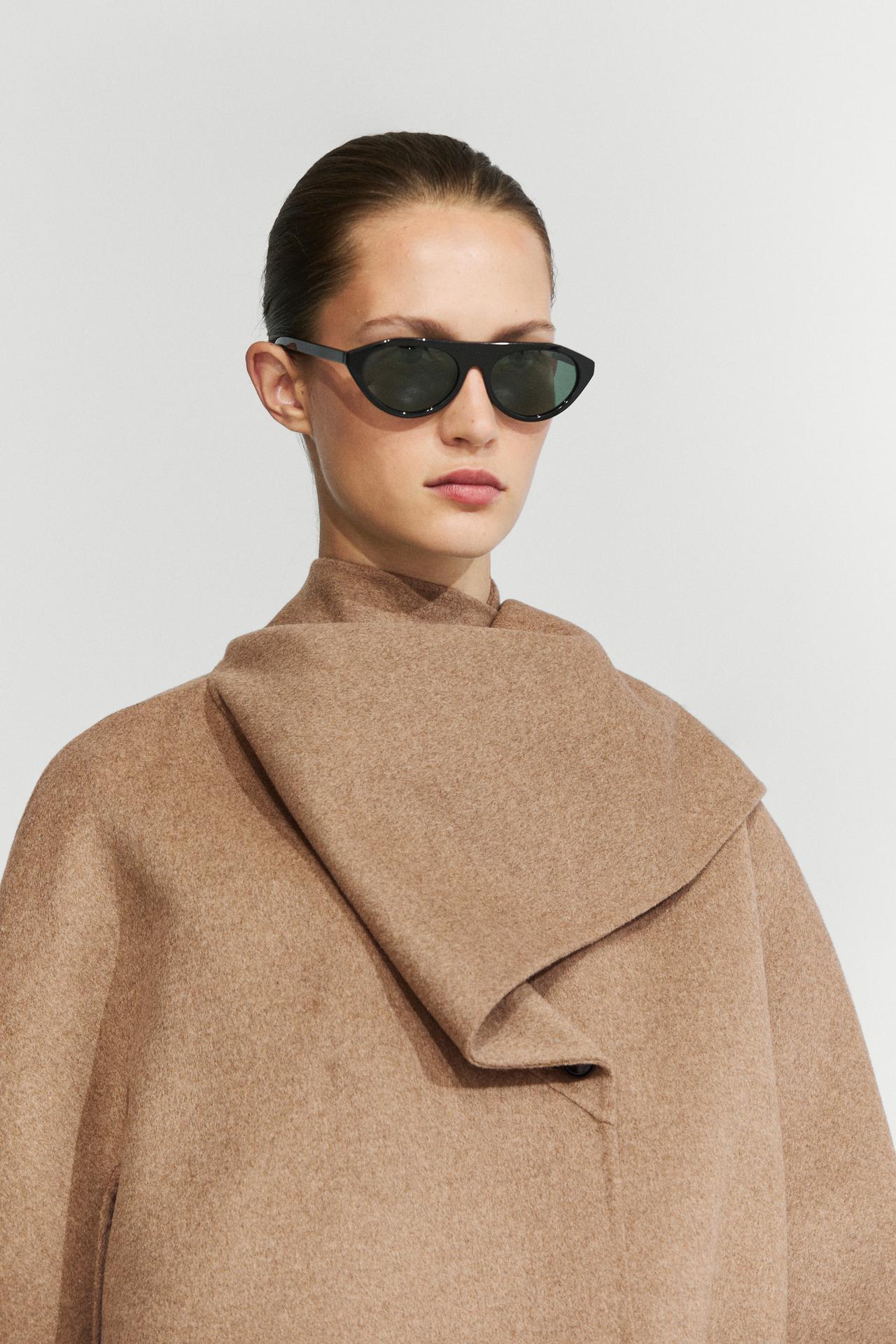 Short coat with scarf detail — MOLE BROWN