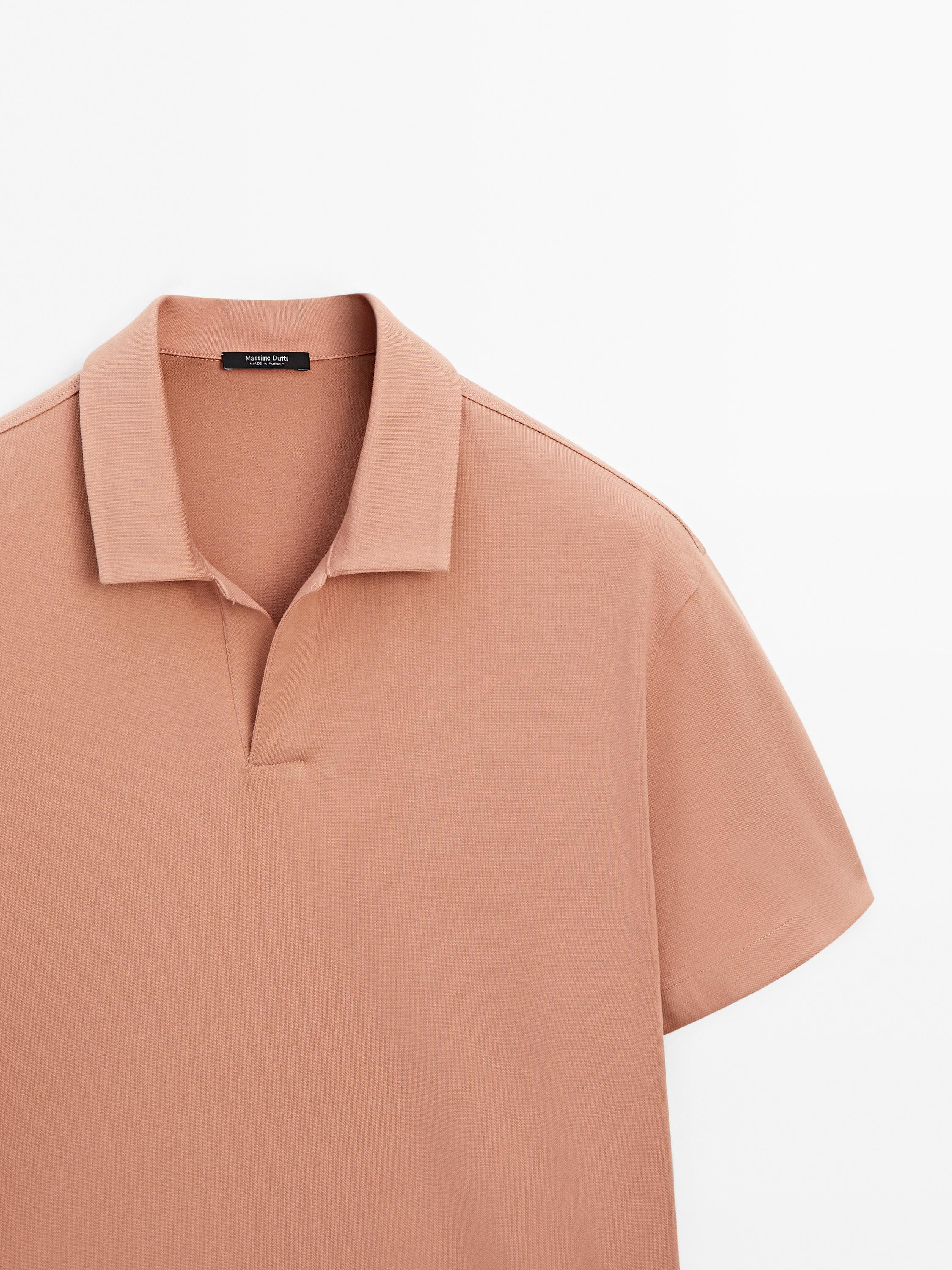 Cotton blend short sleeve polo shirt
