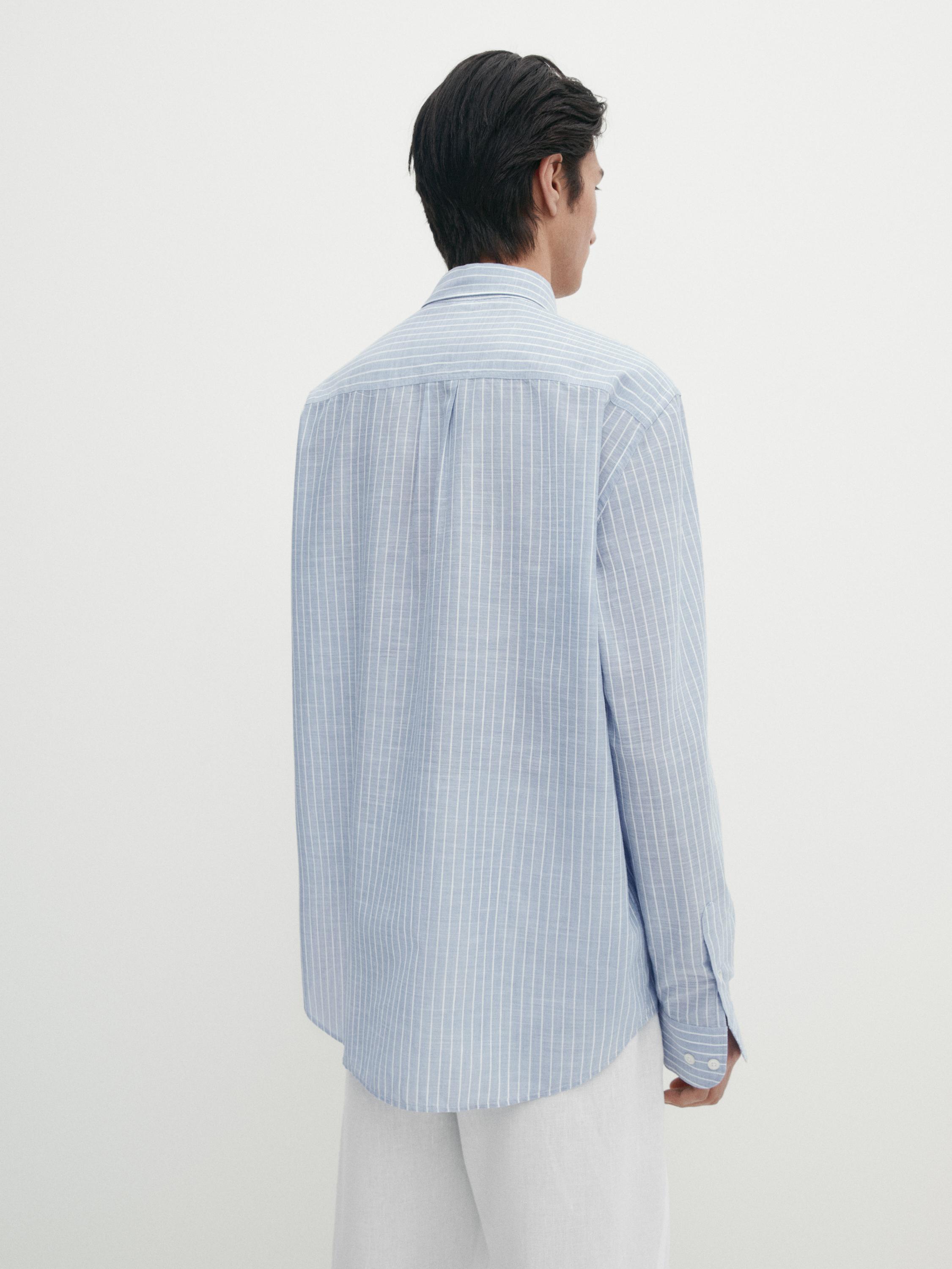 Chemise rayée regular fit en coton mélangé