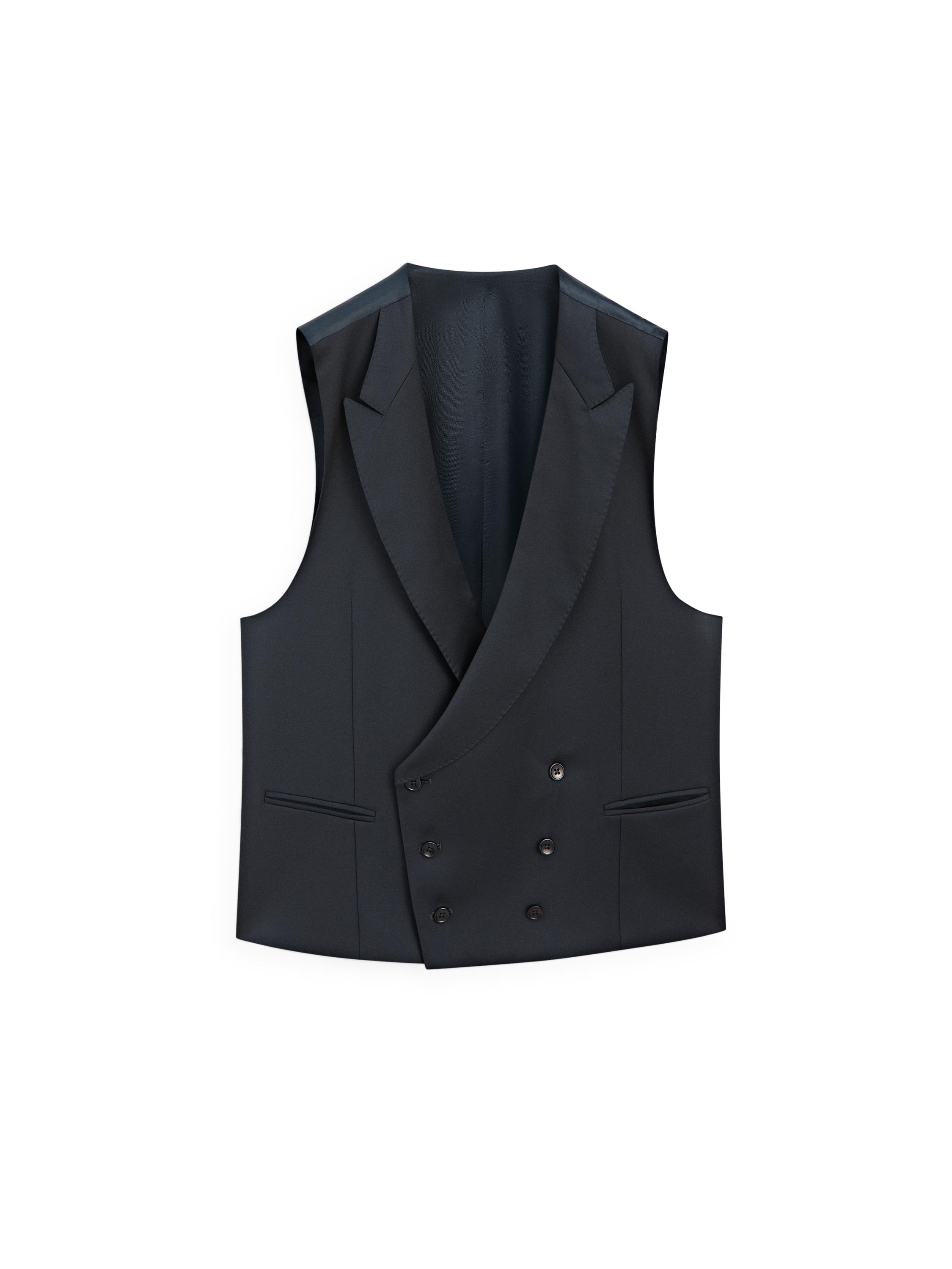 Cool wool suit waistcoat — NAVY BLUE
