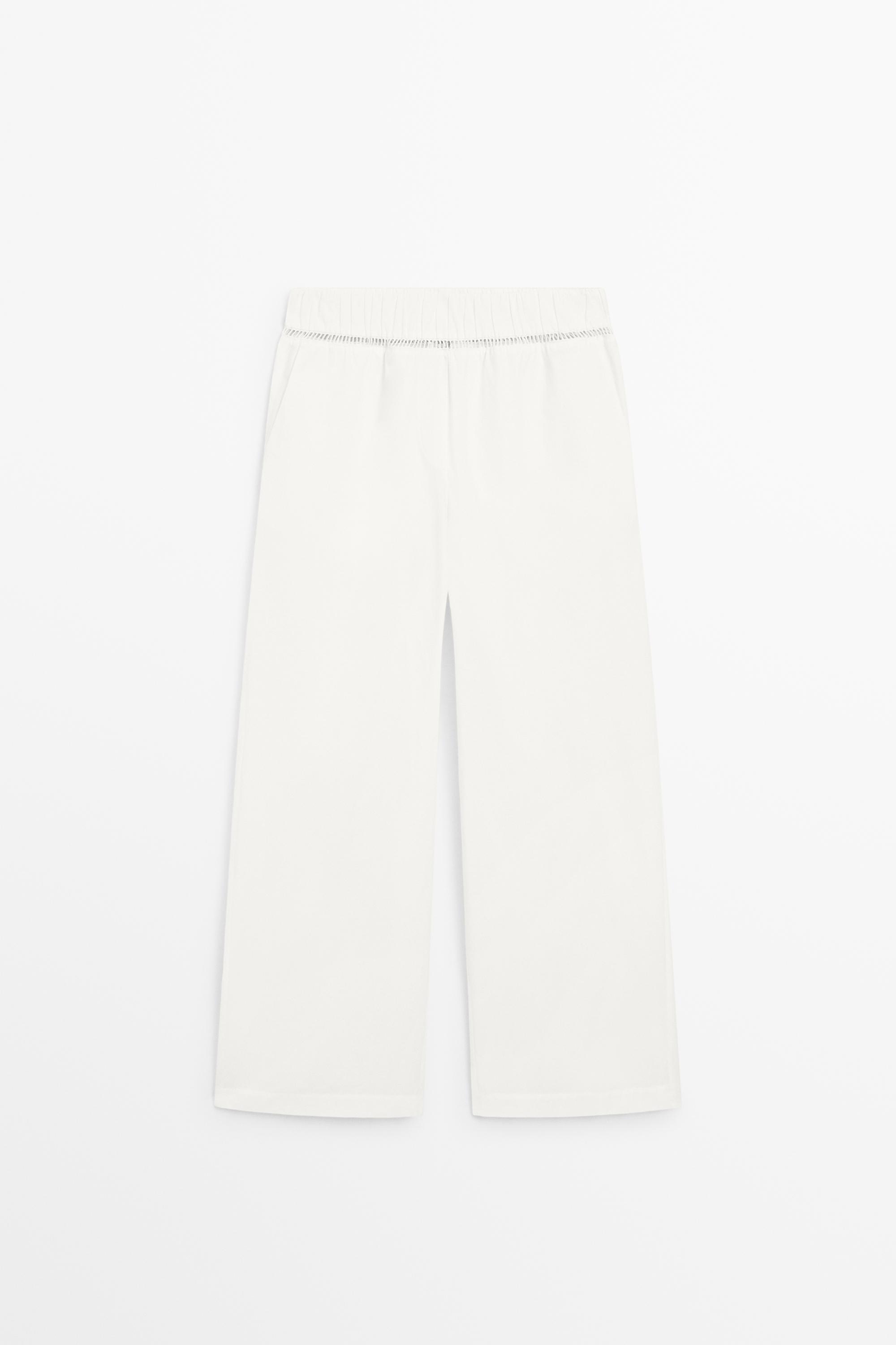 100% cotton elasticated pants - STUDIO — Off white