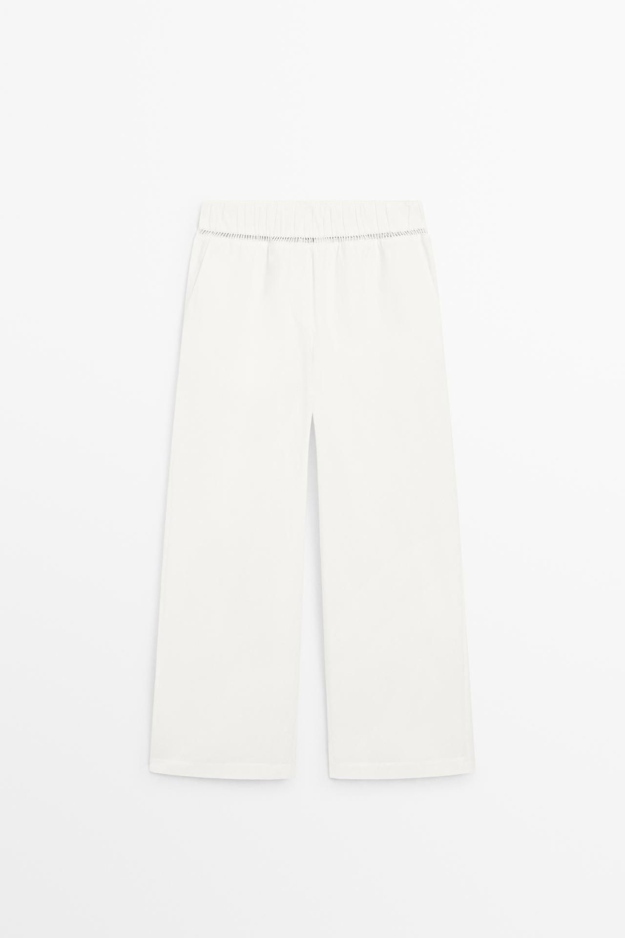 100% cotton elasticated pants - STUDIO — Off white