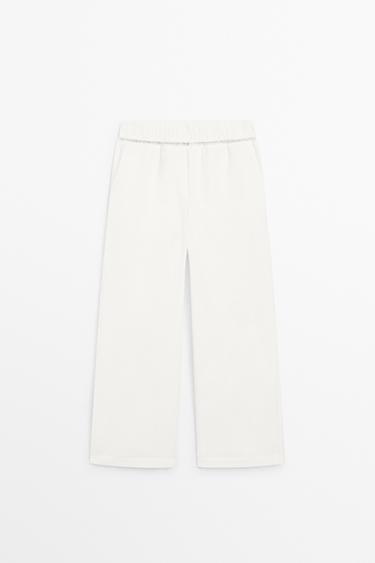 100% cotton elasticated pants - STUDIO — Off white 2