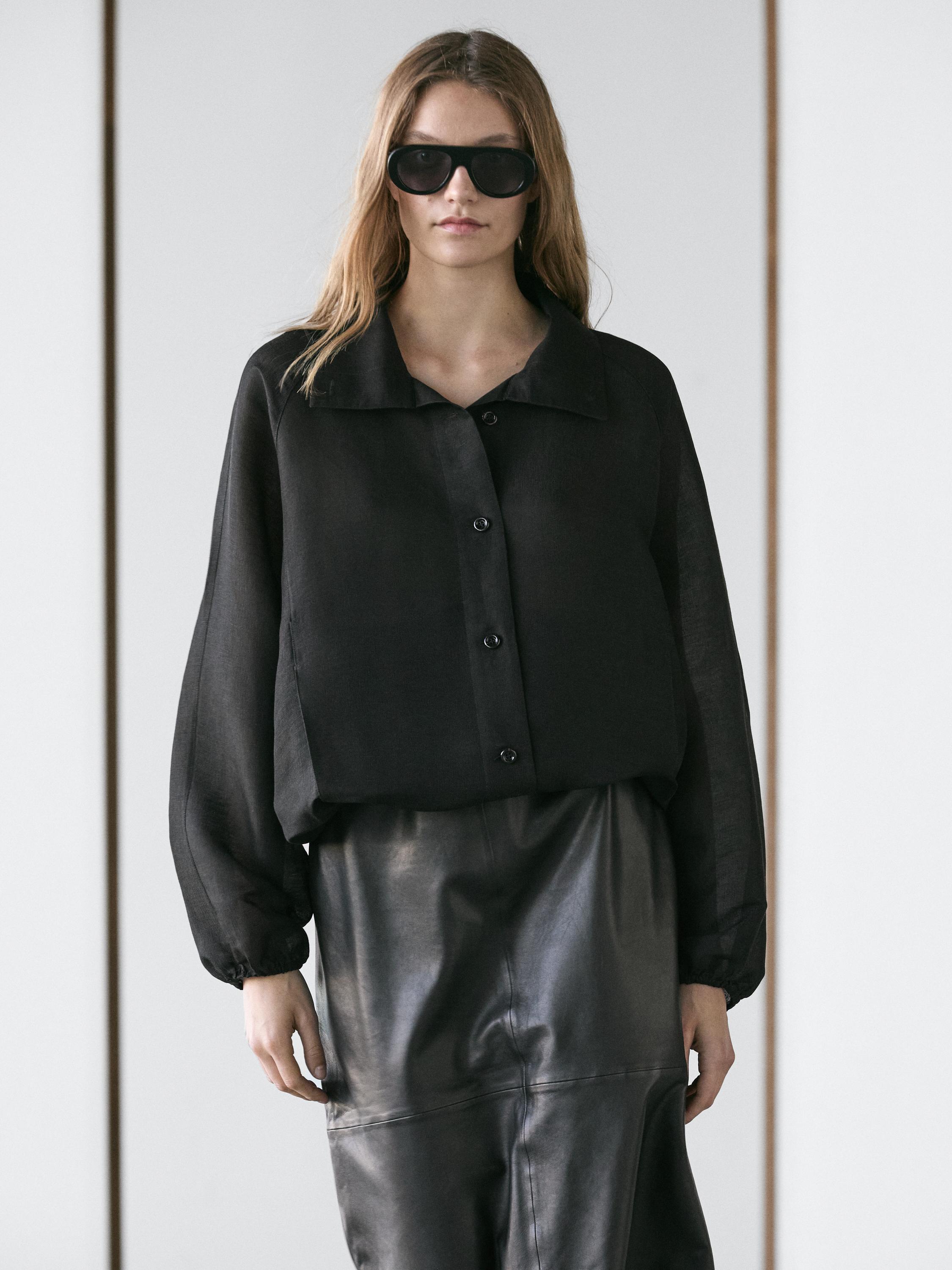 Linen and silk bomber jacket