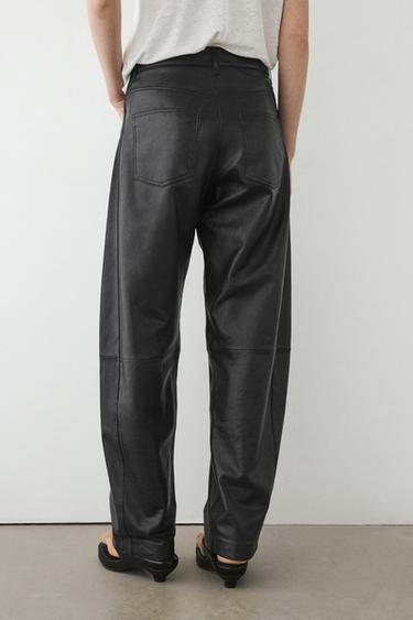 Balloon fit nappa leather trousers — BLACK 7