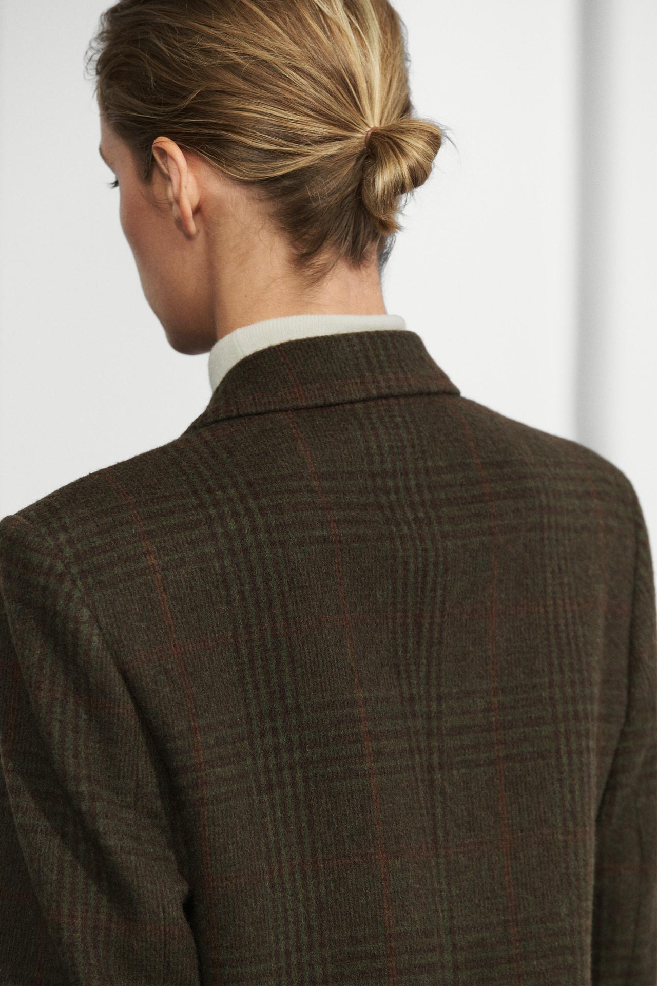 Checked wool blend blazer — MINK