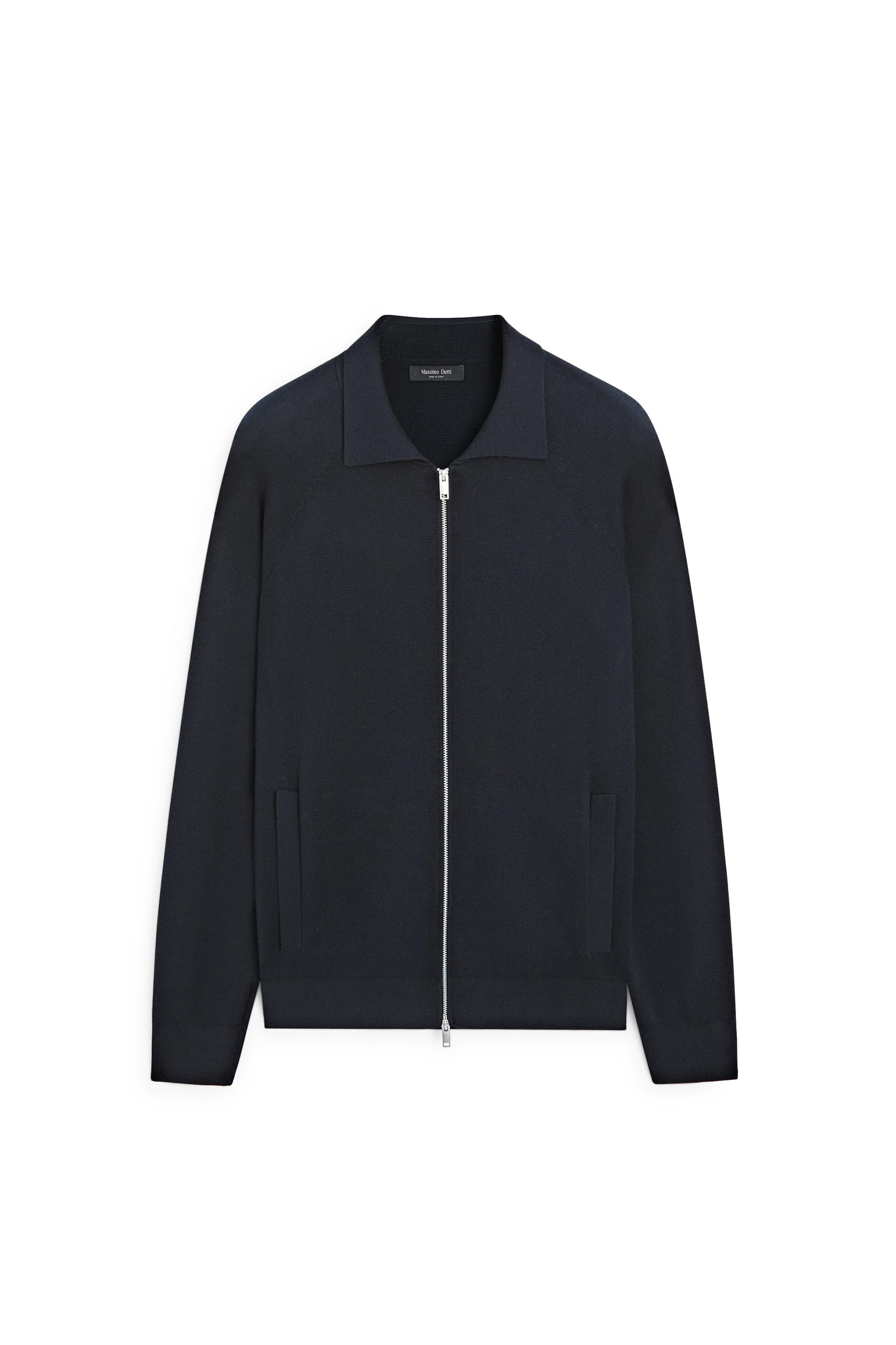Massimo Dutti マッシモドゥッティ　カーディガン Cotton blend zip-up knit cardigan · Navy Blue, Khaki · Cardigan