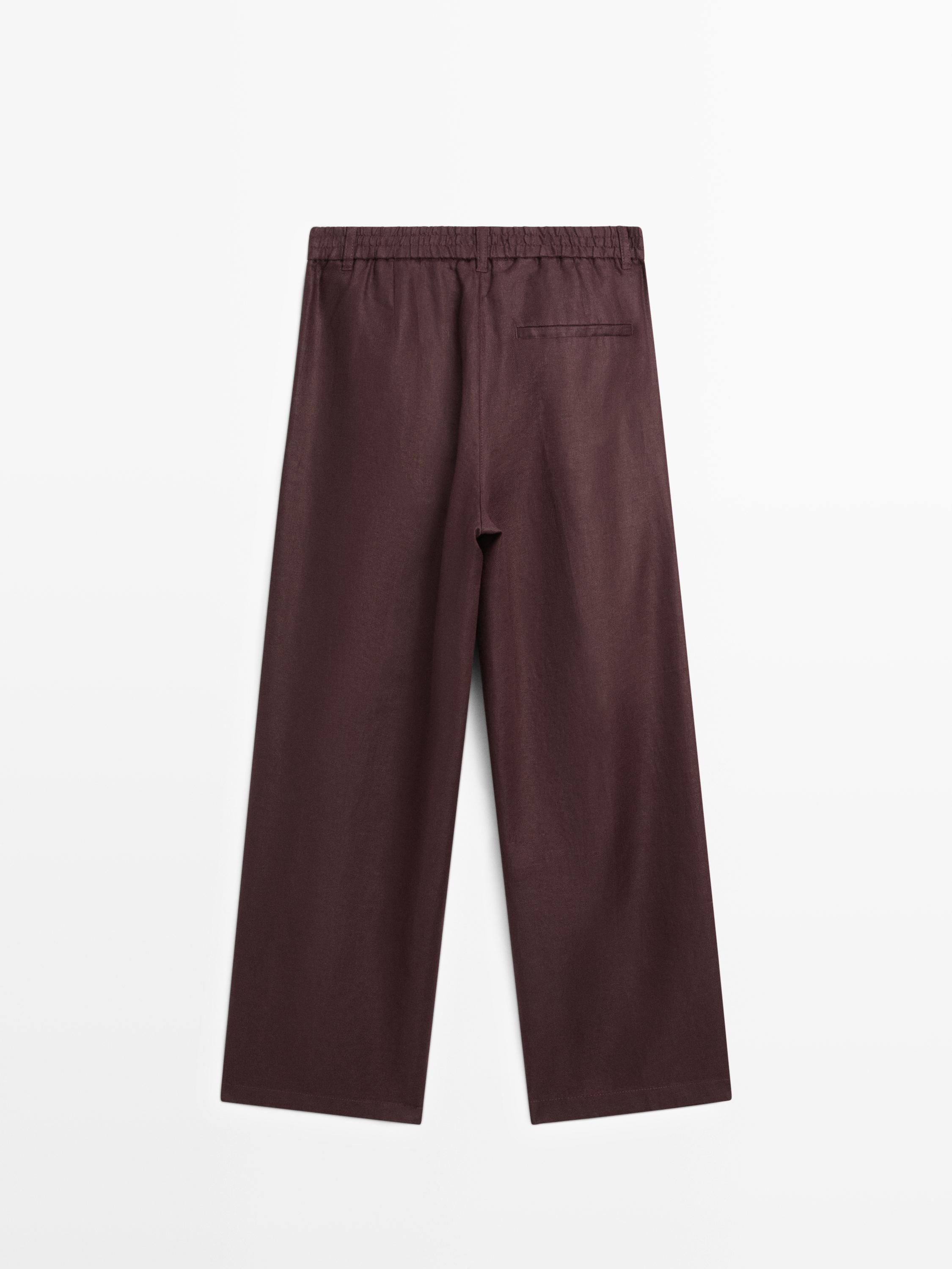100% linen wide-leg elasticated trousers — GRANADA