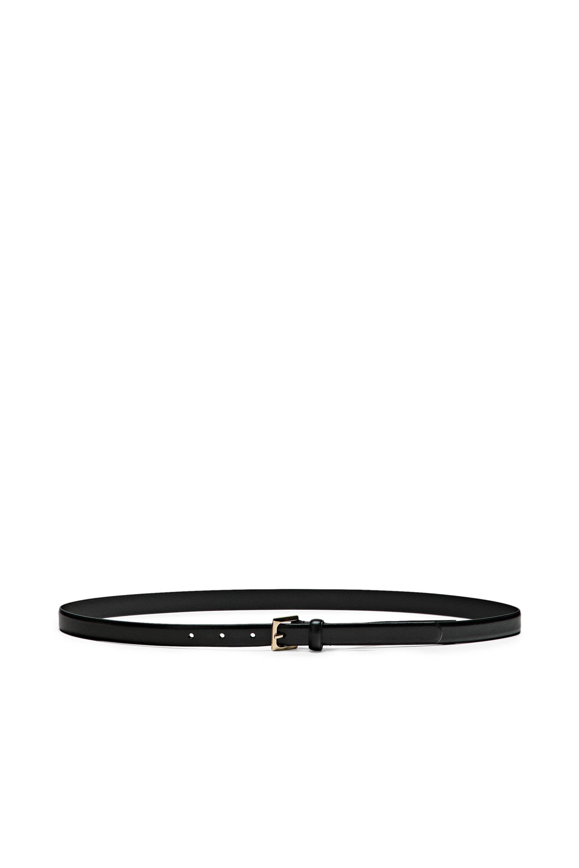Nappa leather belt with square buckle — BLACK