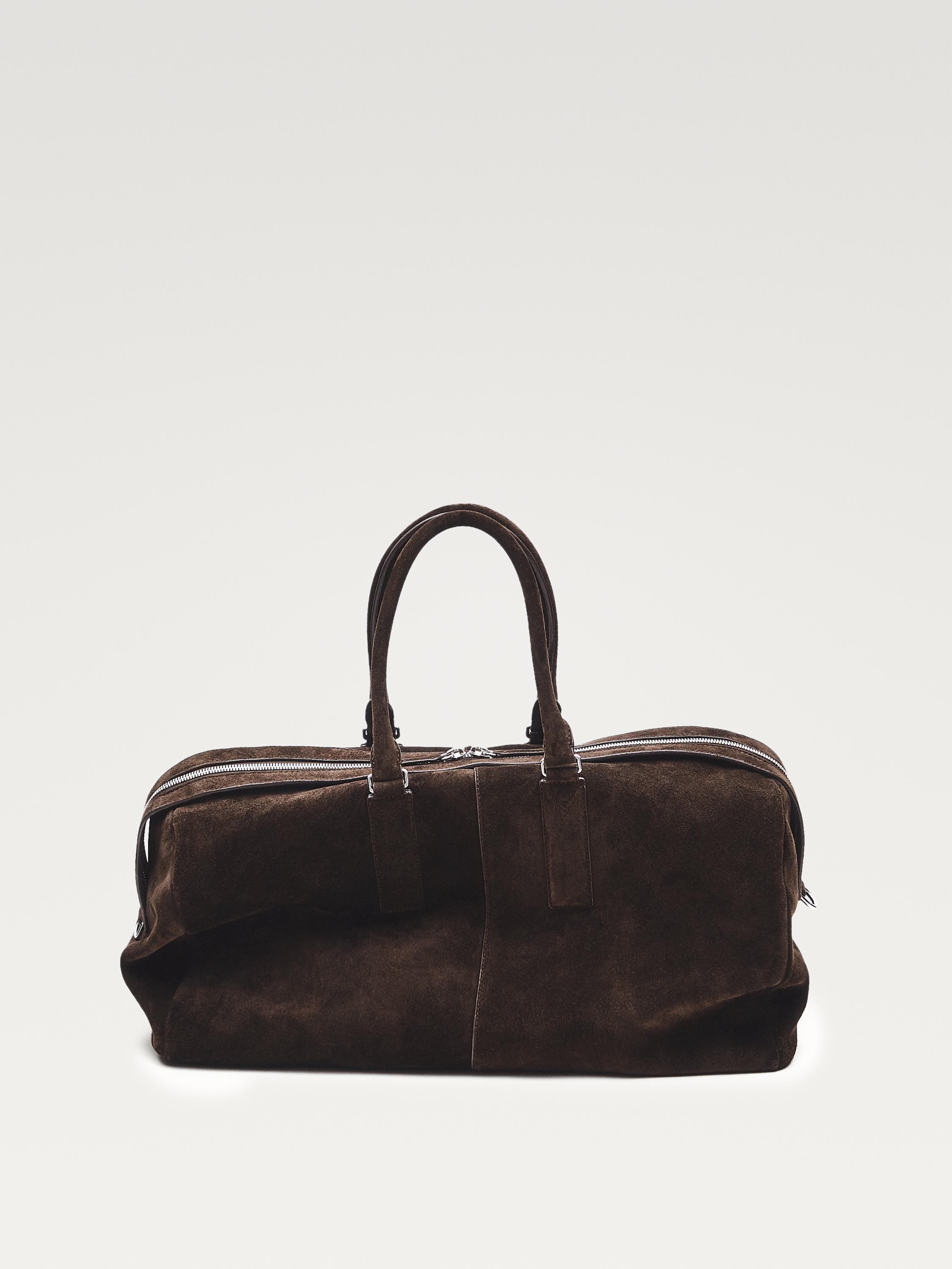 Suede leather travel bag — BROWN