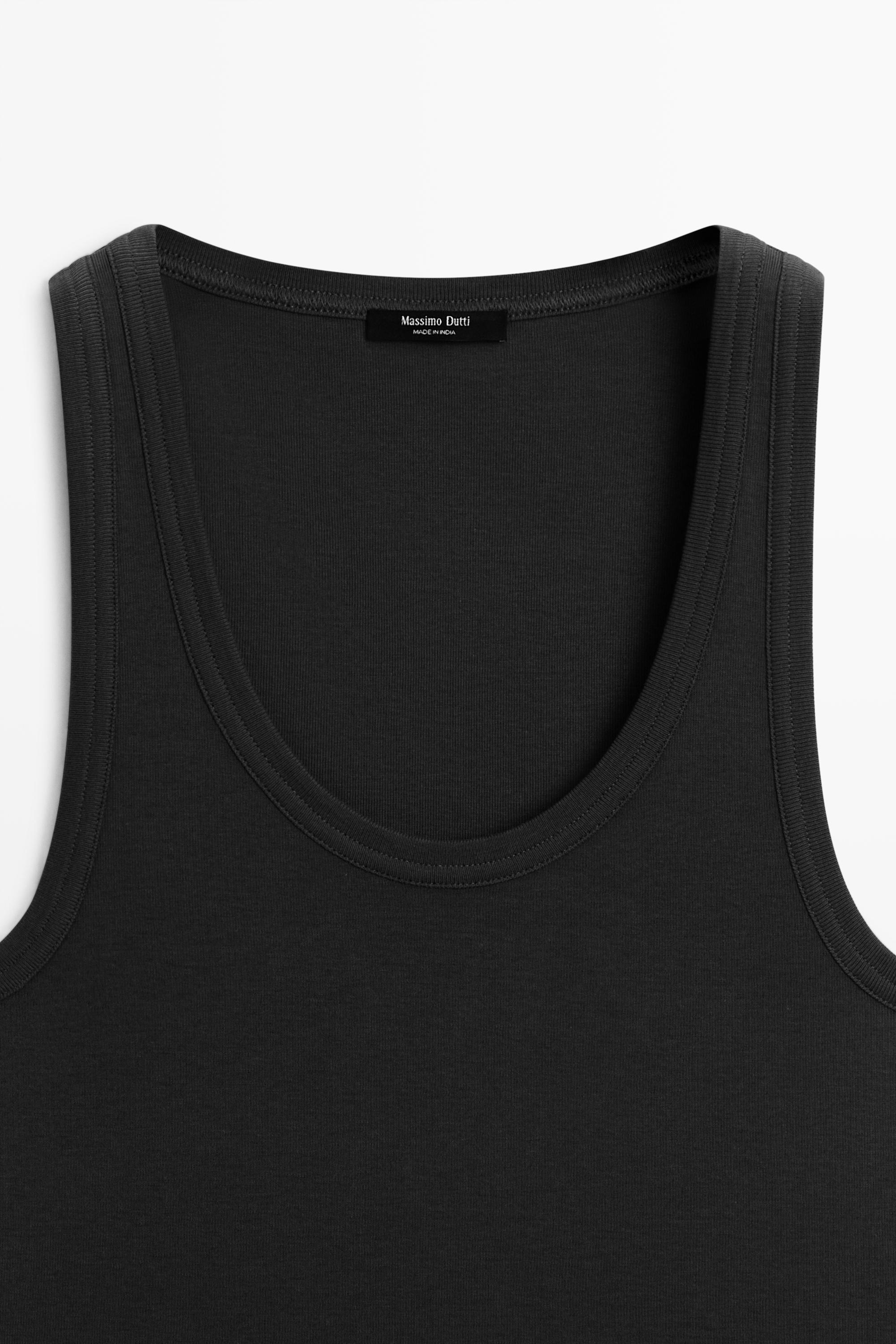Sleeveless 100% cotton T-shirt — BLACK