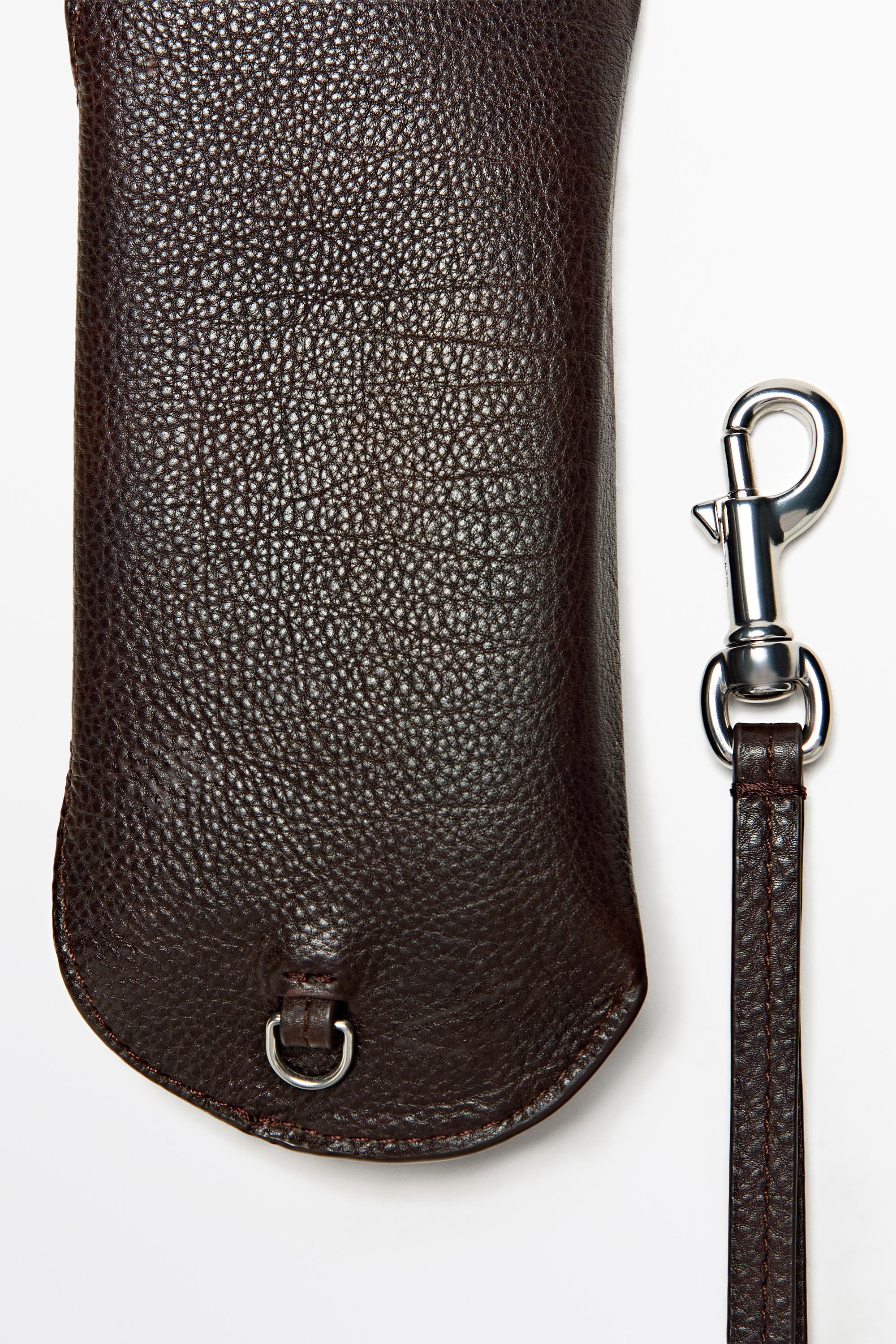 Nappa leather sunglasses case — BROWN