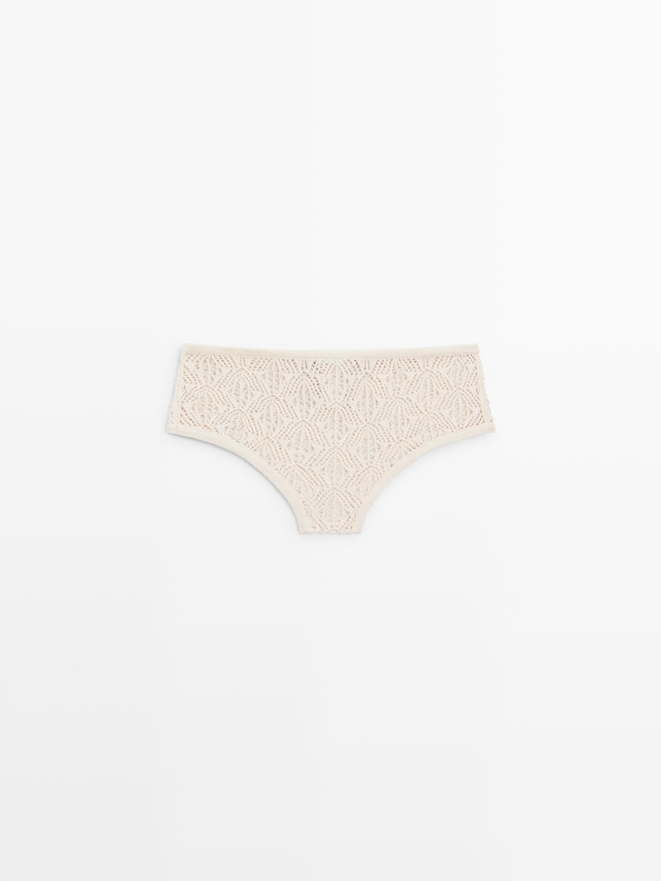 Cotton blend culottes with openwork detail — CREAM