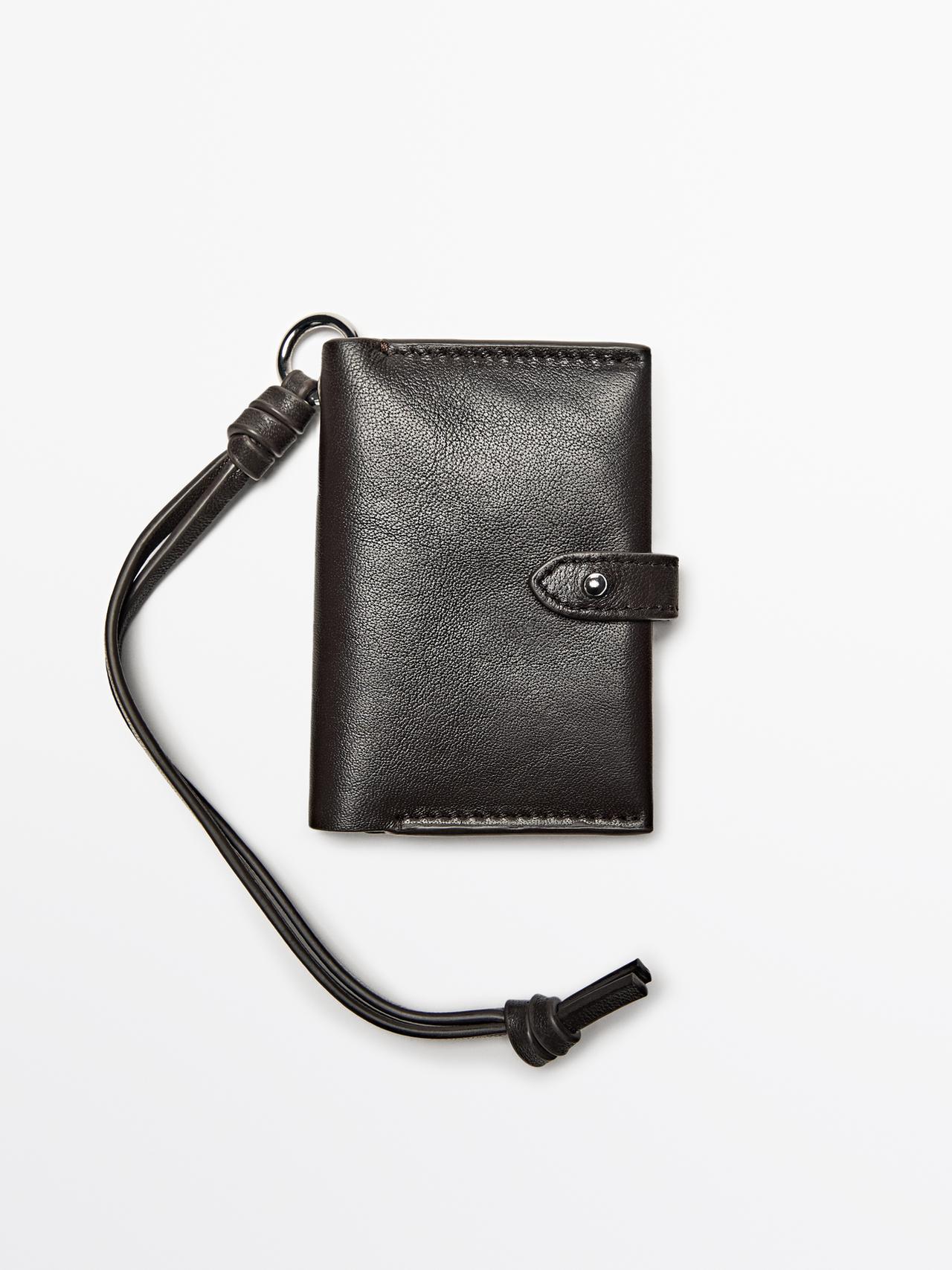 Massimo Dutti - Dames - Nappaleren Kaarthouder Bedel - Bruin - 01