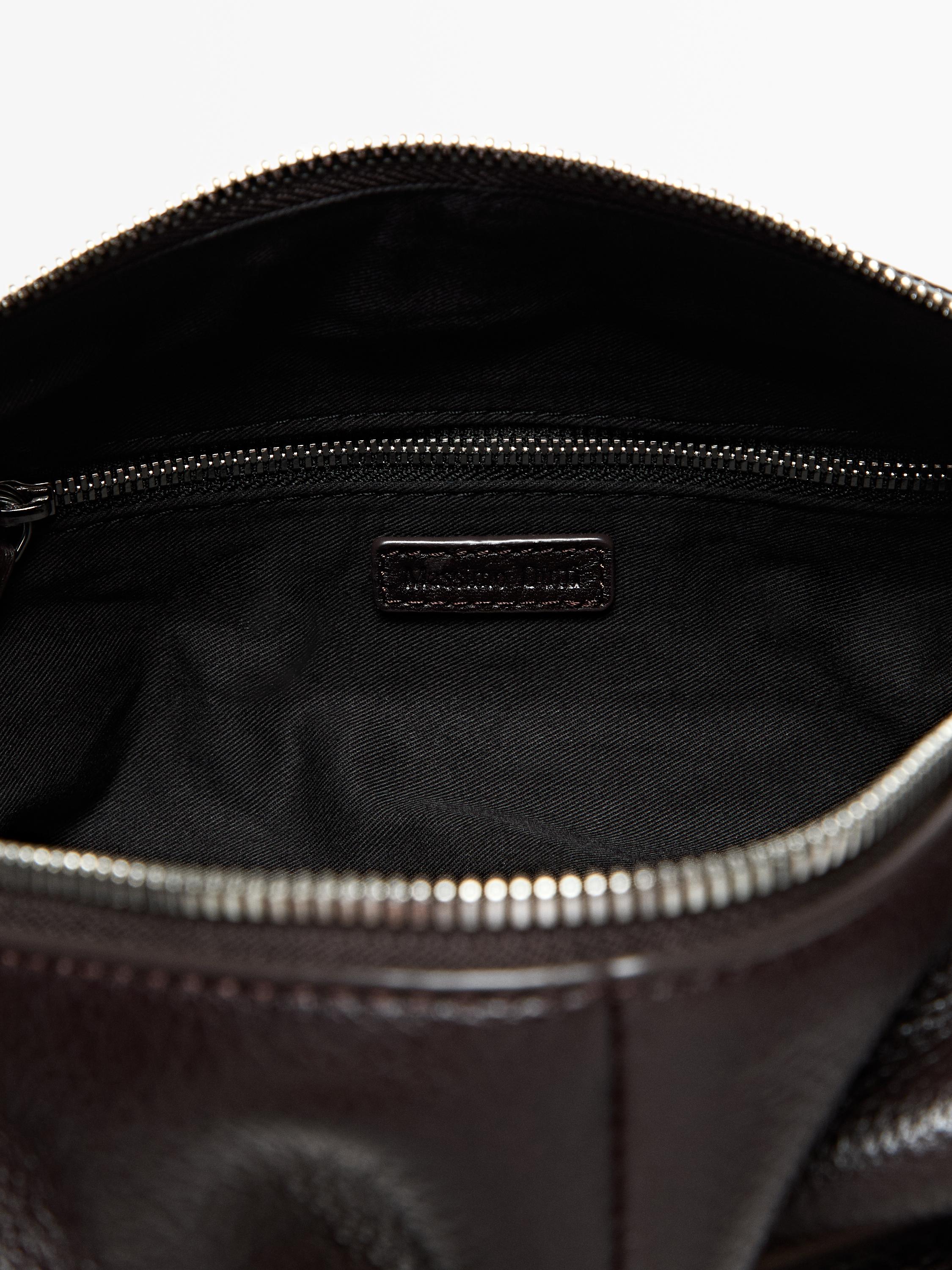 Nappa leather toiletry bag with zip — BROWN