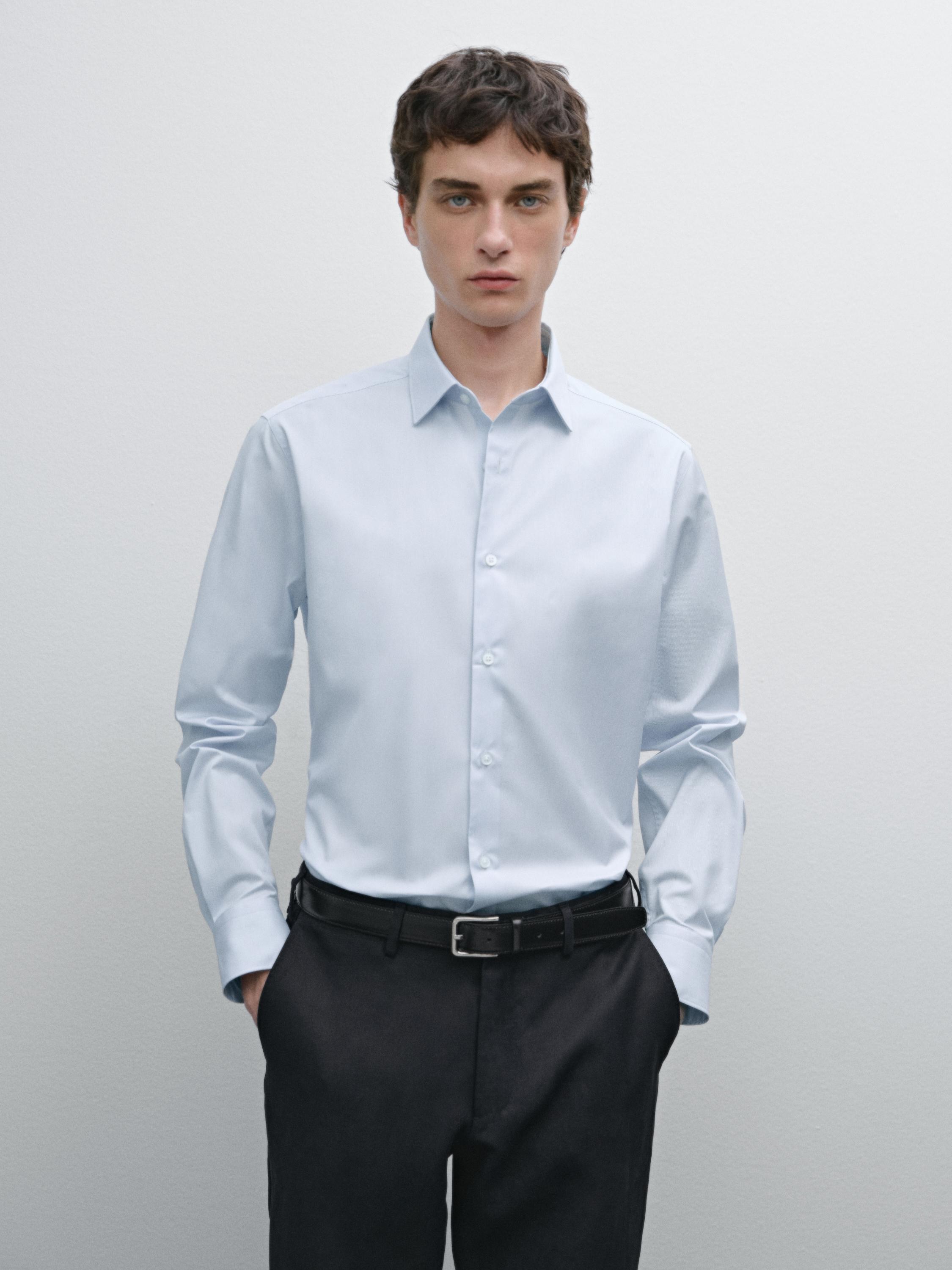 قميص ضيق قطن مخطط