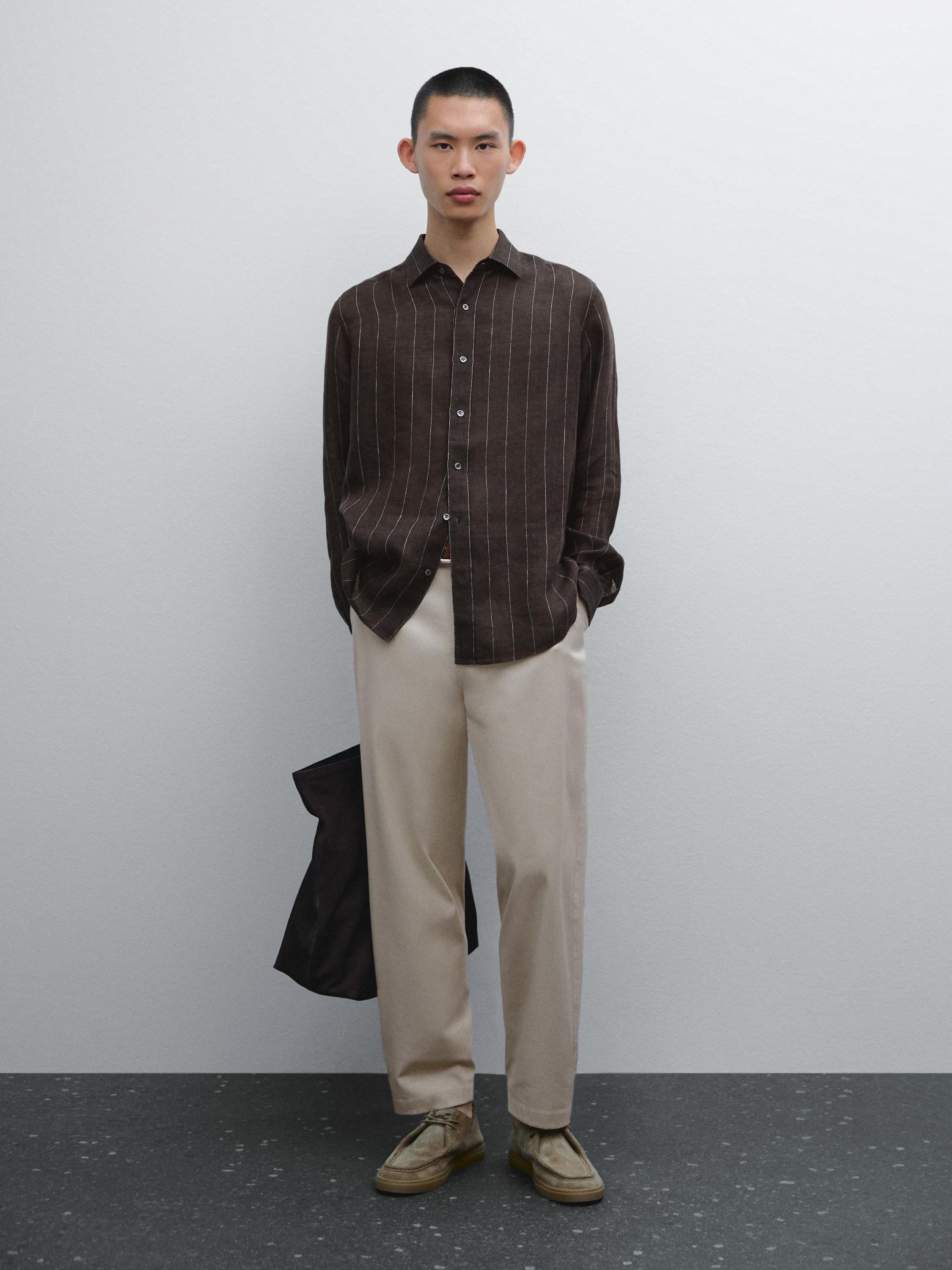 100% linen pinstripe shirt