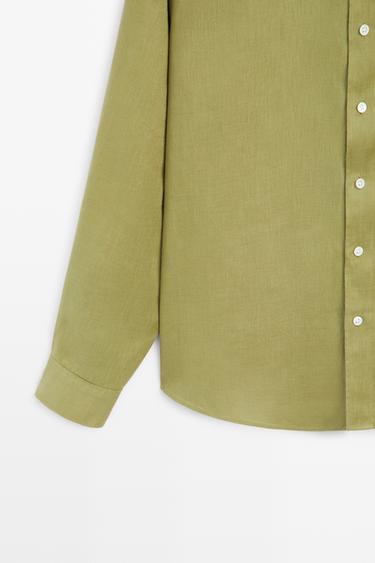 Regular fit 100% linen shirt — GREEN 7