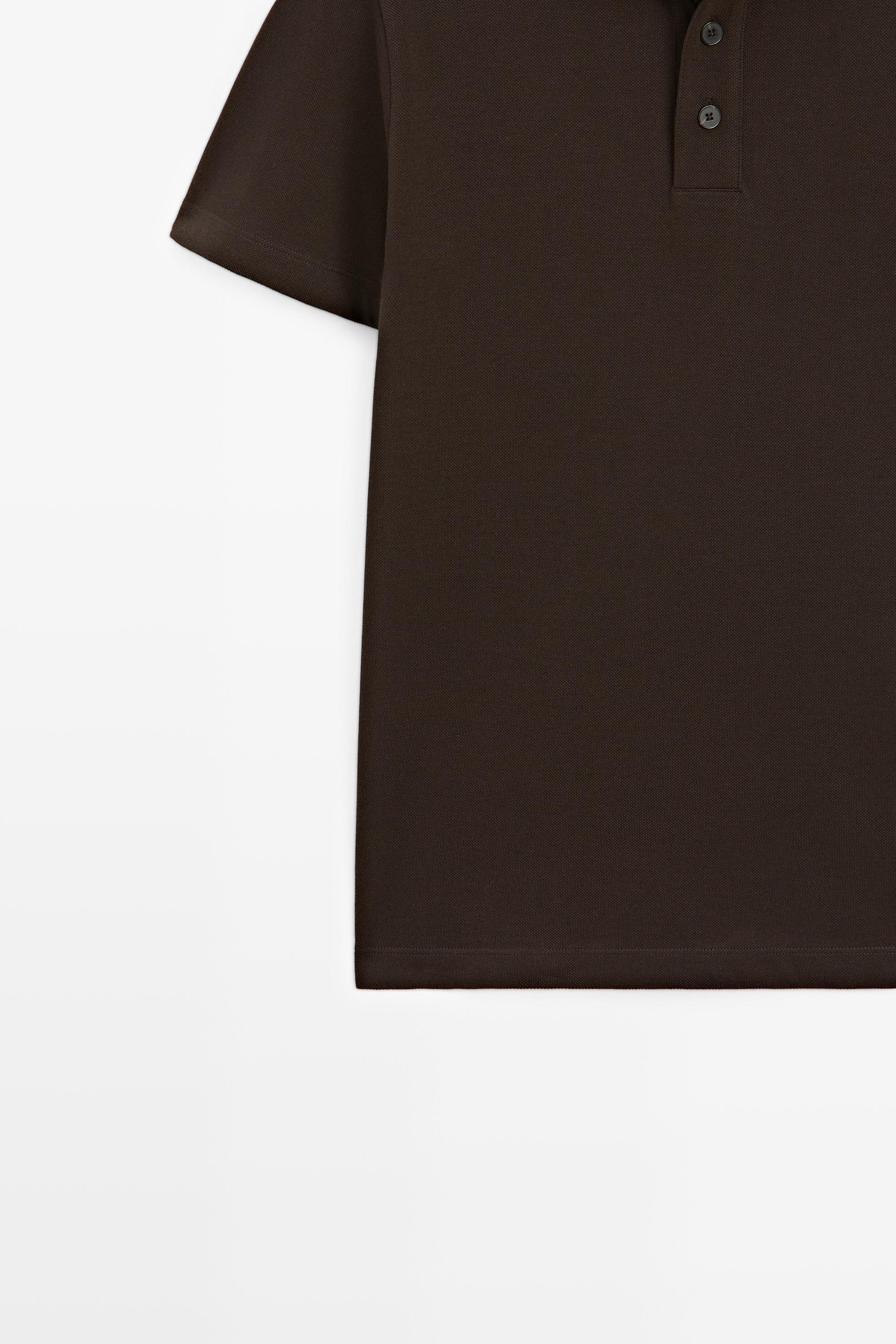 Piqué 100% cotton polo shirt — Chocolate