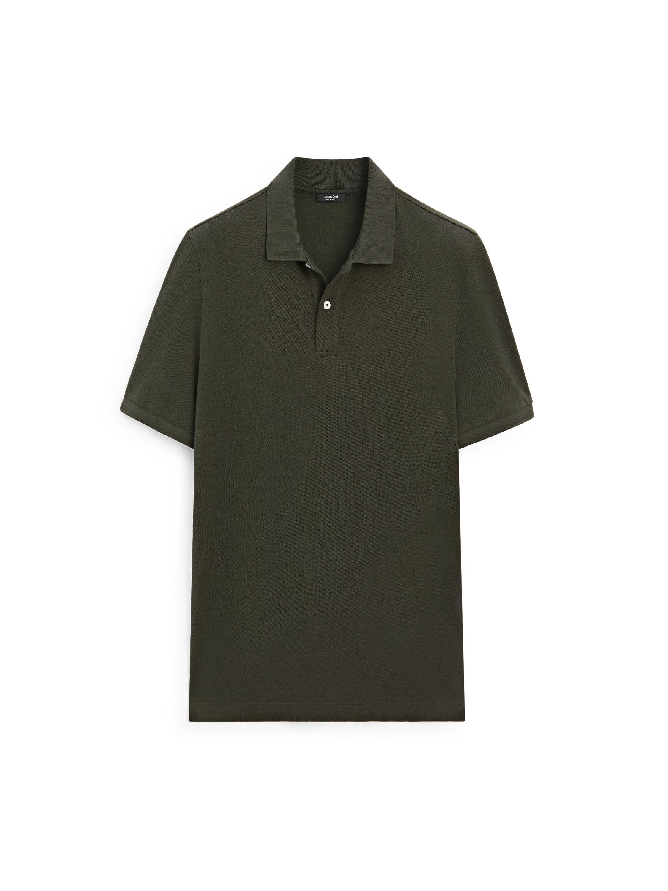 Micro-textured cotton piqué polo shirt — MOSS GREEN