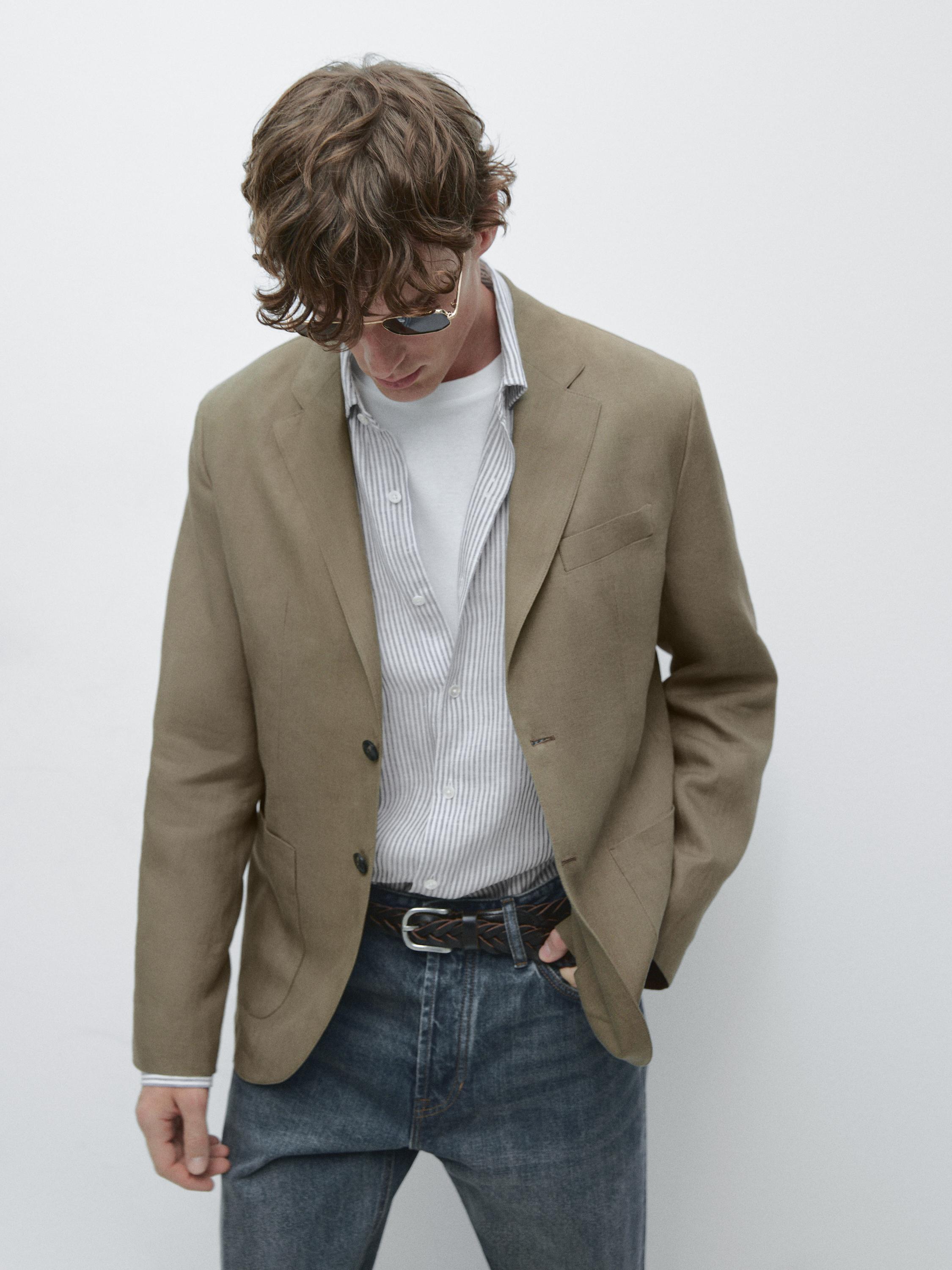 100% linen blazer — GREENISH