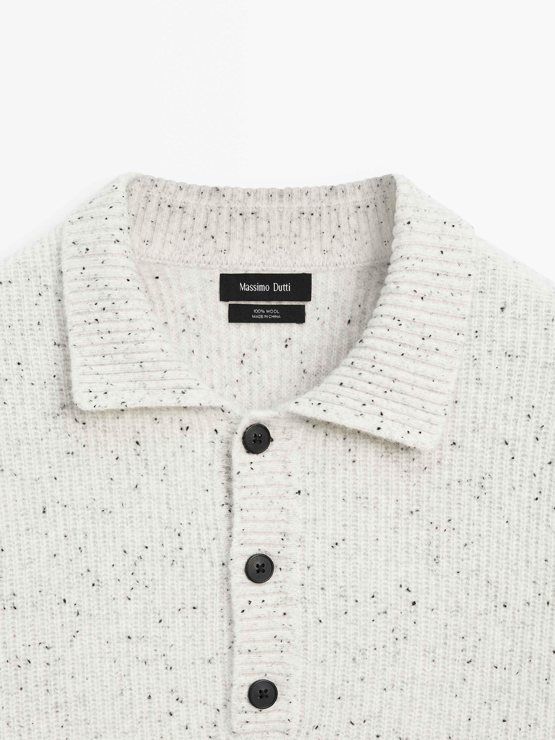 Jersey cuello polo 100% lana