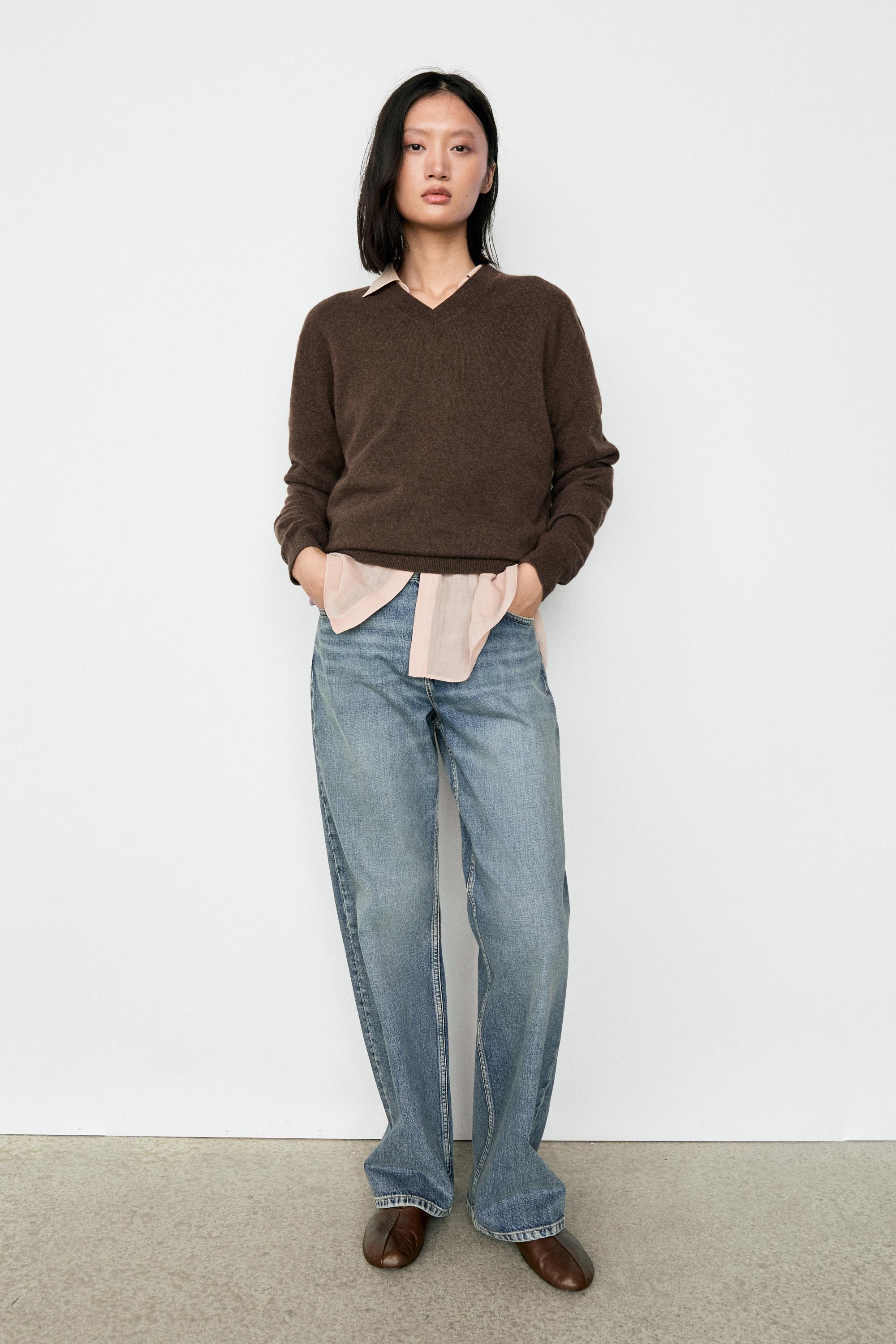 100% cashmere knit sweater — Tobacco brown