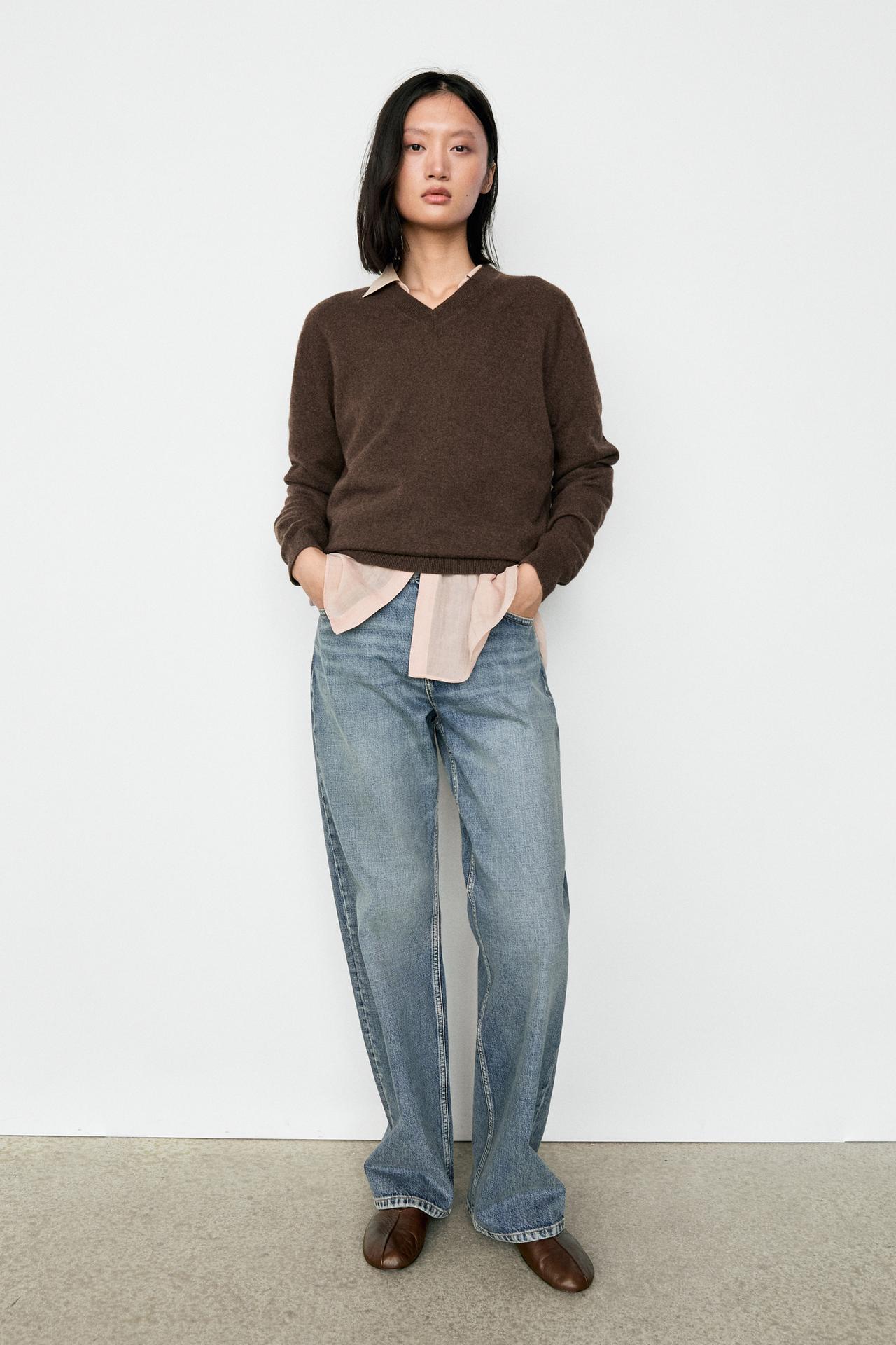 100% cashmere knit sweater — Tobacco brown