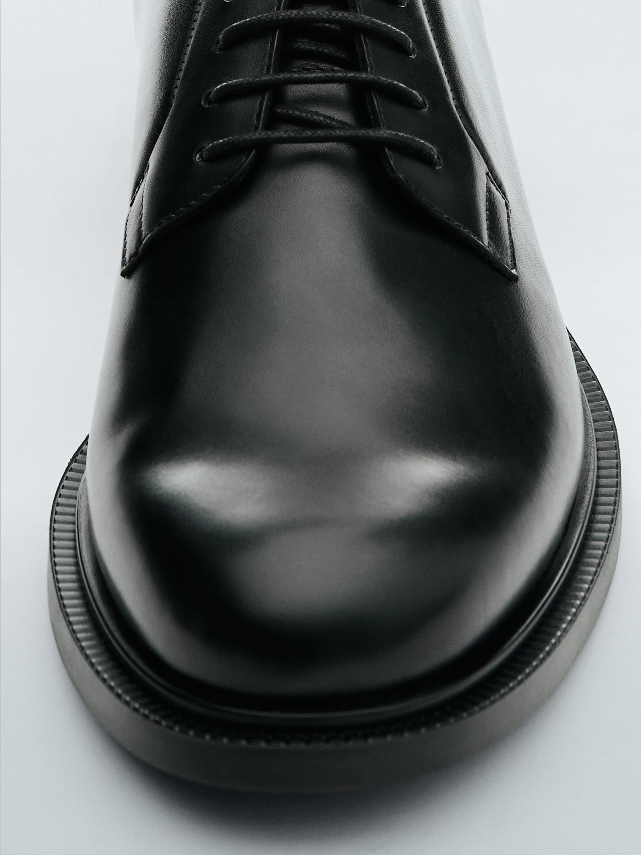 Leather derby shoes — BLACK
