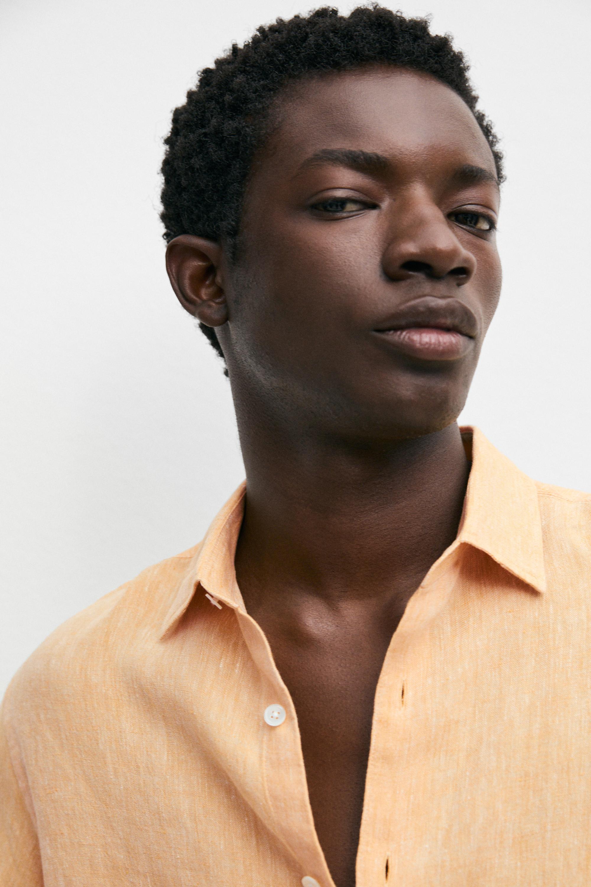 100% linen regular fit shirt — RED