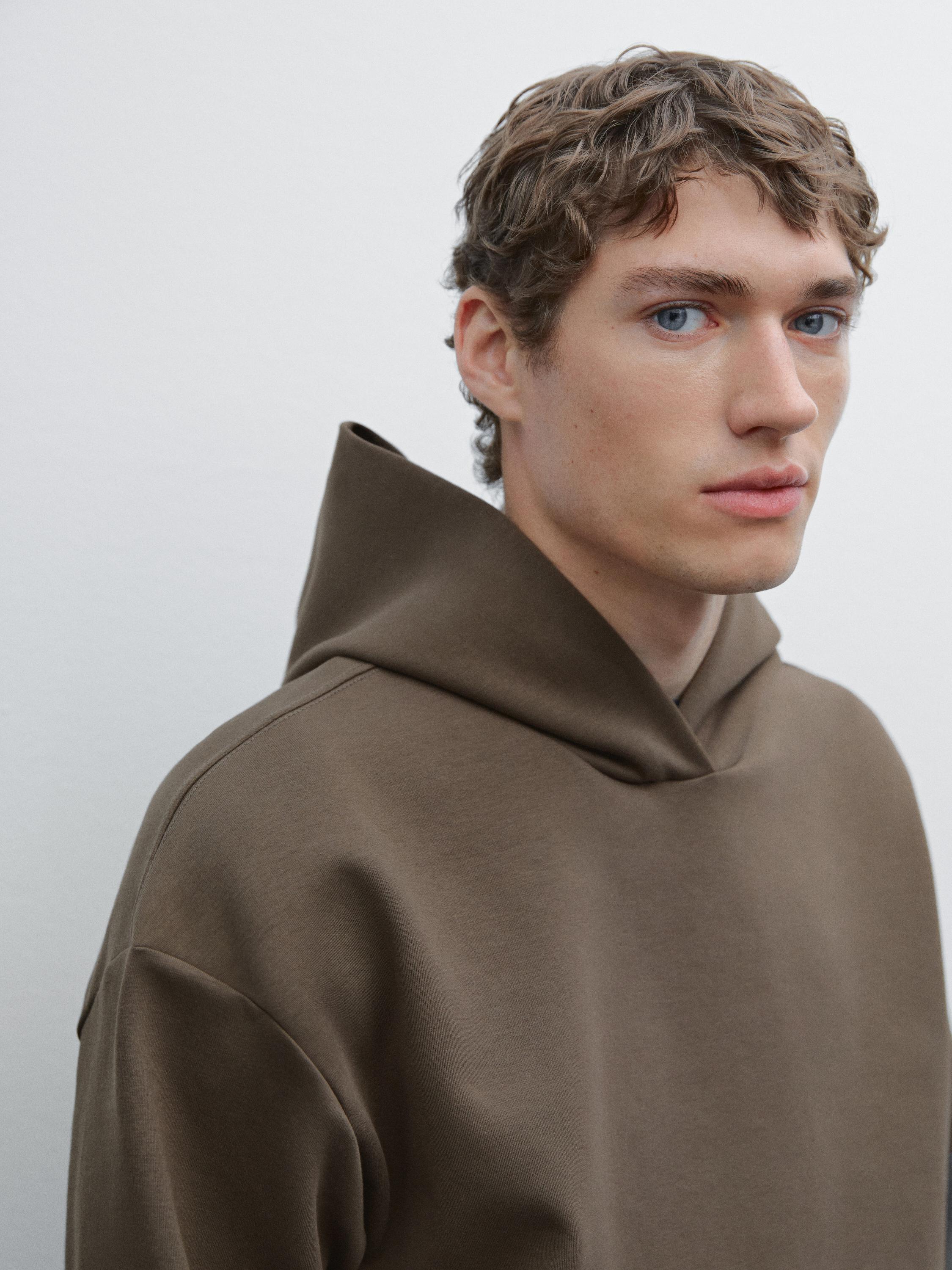 Cotton blend hooded sweatshirt
