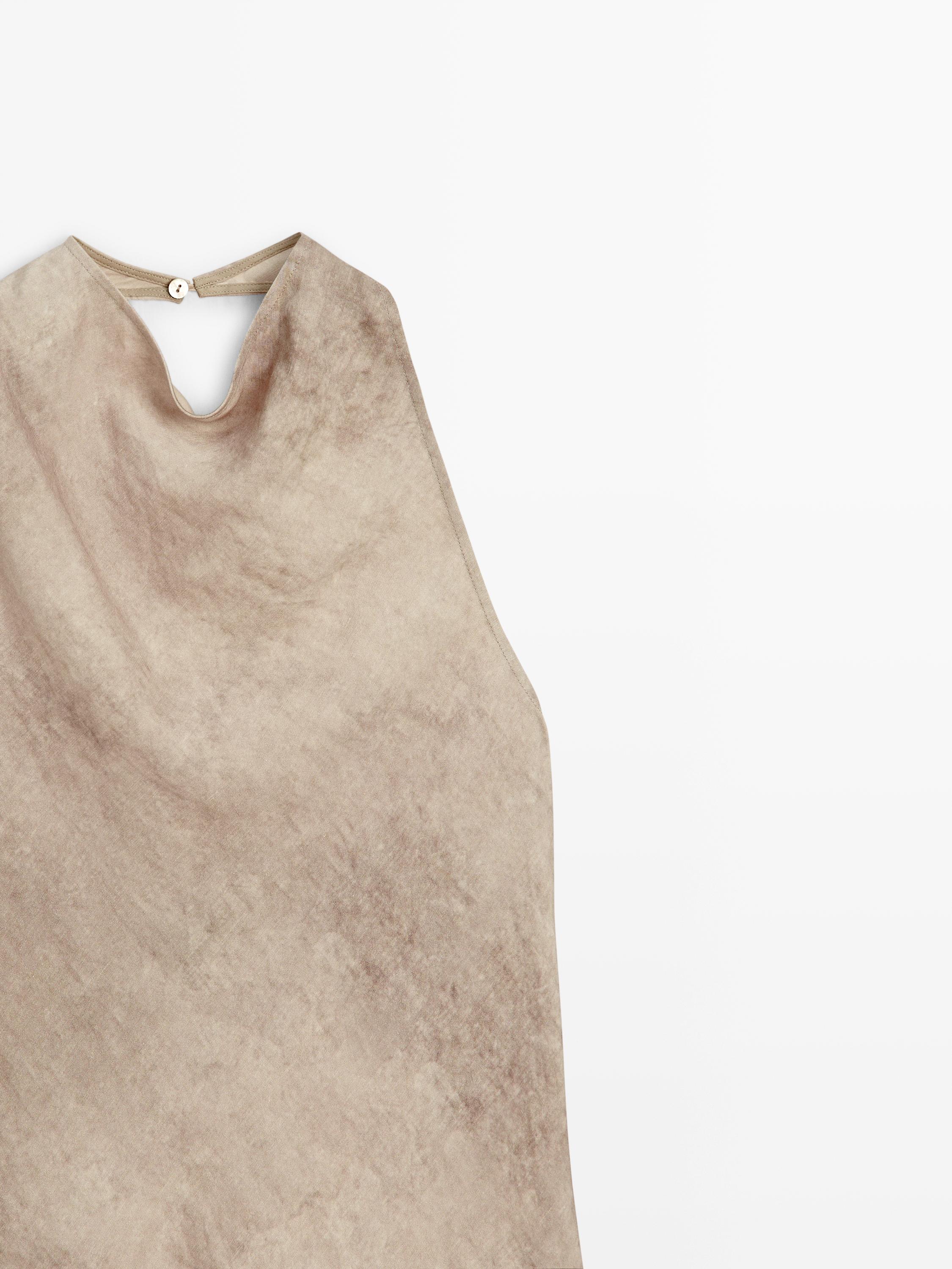 Worn effect halter top — STONE
