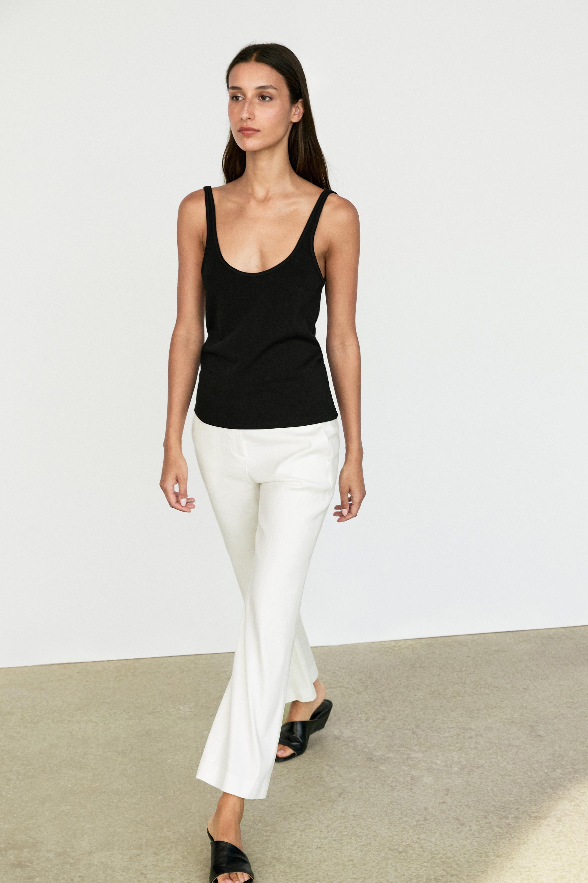 Linen kick flare fit pants — WHITE