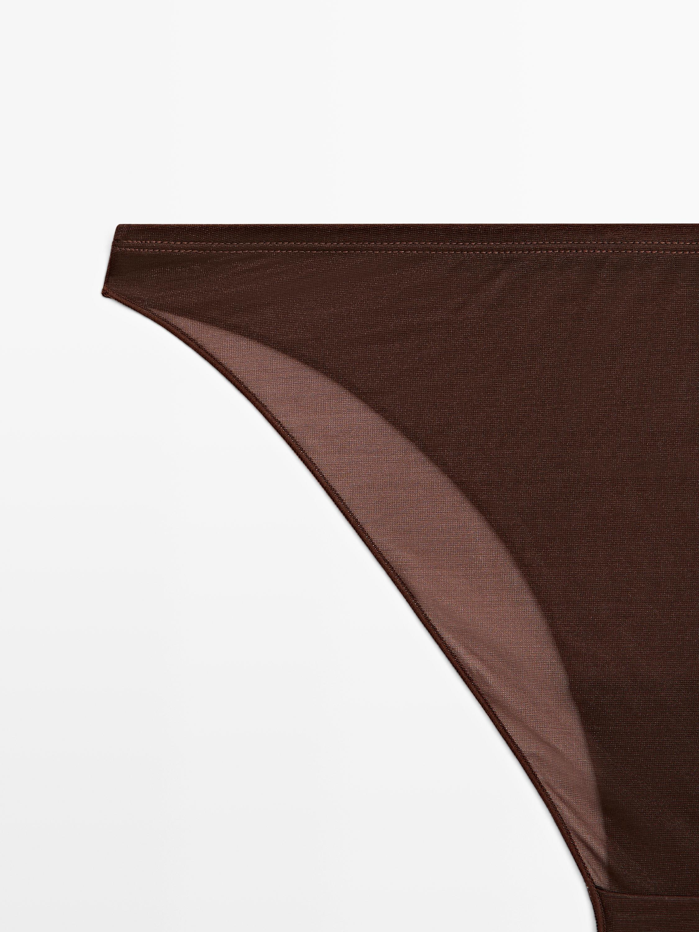 Semi-sheer briefs with metallic detail — BROWN