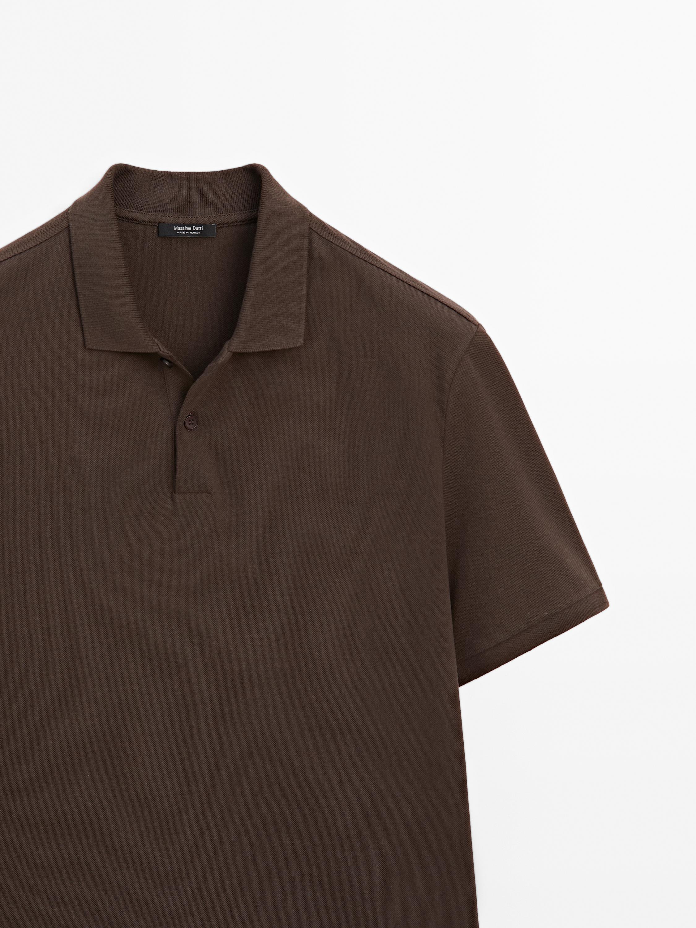 Micro textured piqué cotton polo shirt