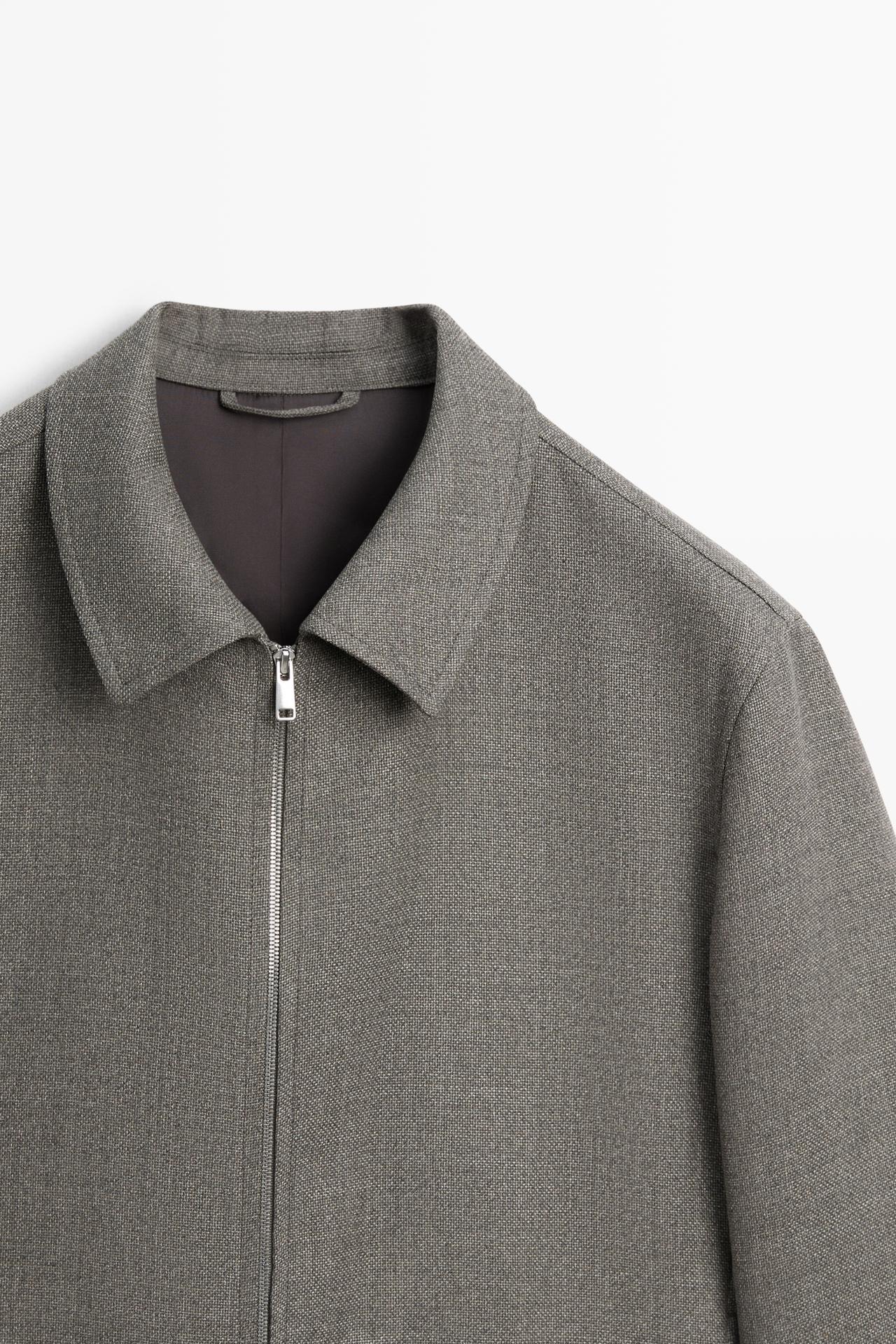 100% wool structured jacket — Greyish green