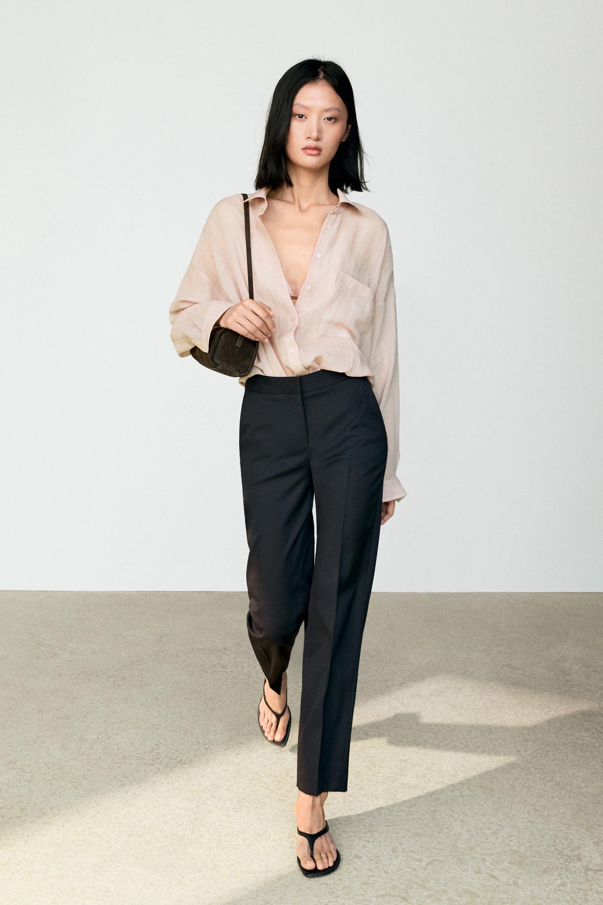 Pantaloni Dritti In 100% Lana Fredda - Blu Marino - 40 (It 44) - Massimo Dutti - Female-image