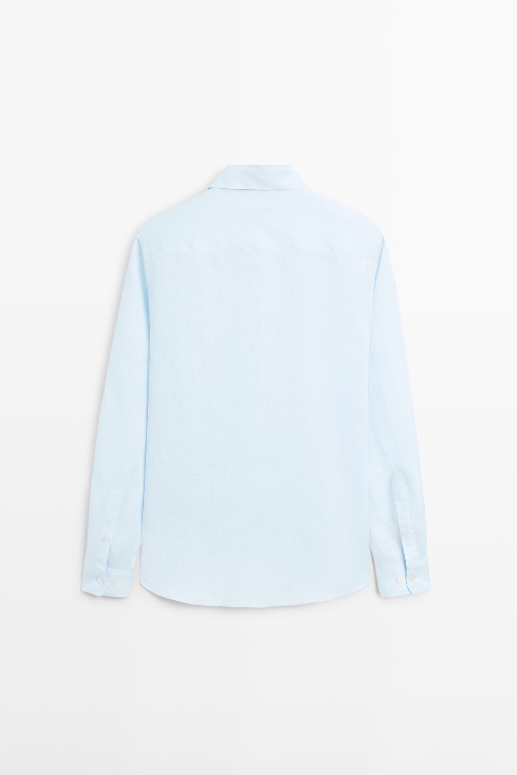 100% linen regular fit shirt — Sky blue