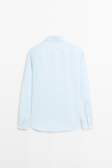 100% linen regular fit shirt — Sky blue 6