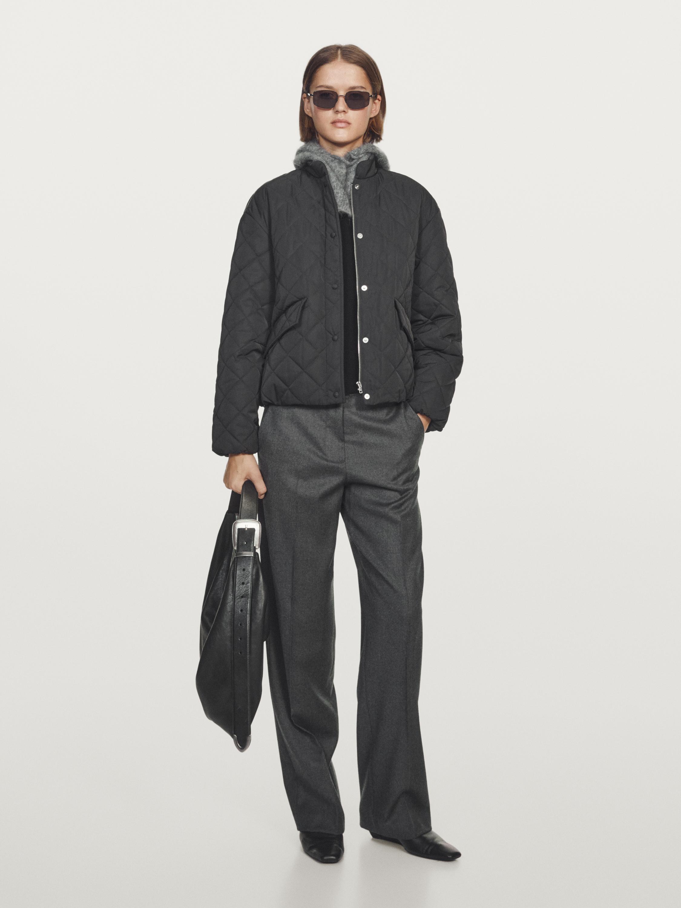 Short water-repellent puffer jacket — BLACK