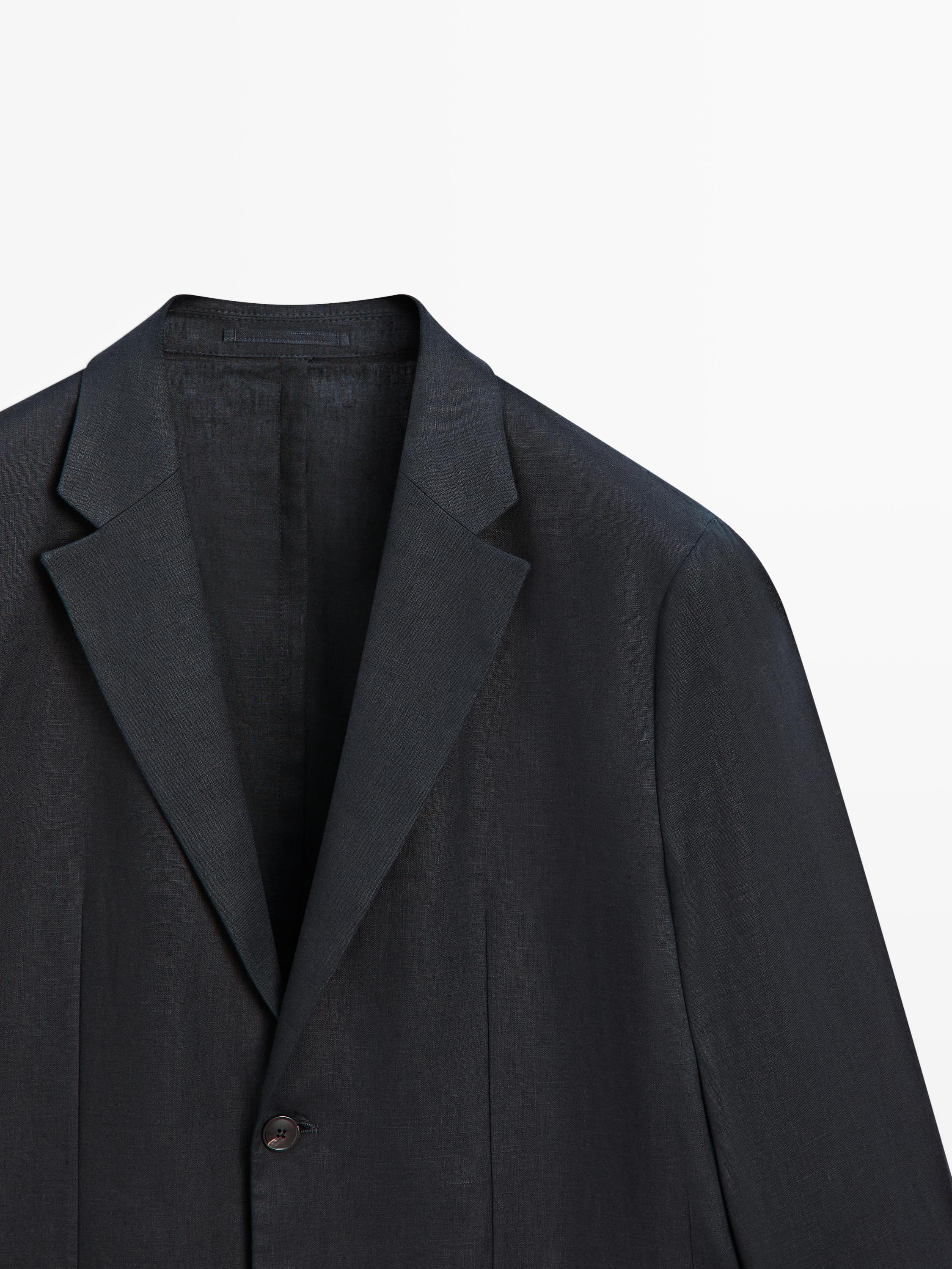 100% linen suit blazer — DEEP BLUE
