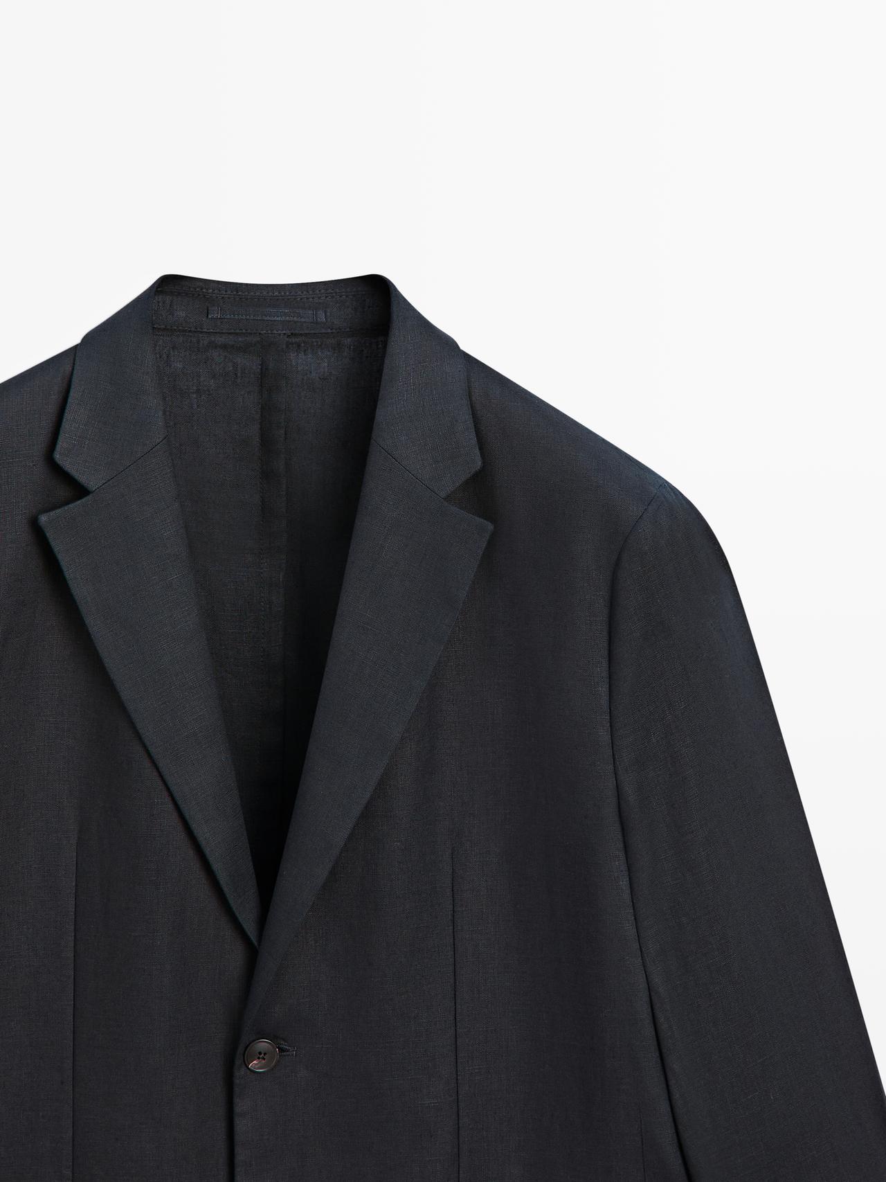 100% linen suit blazer — DEEP BLUE