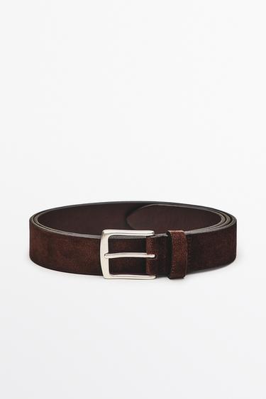 Plush nappa leather belt — BROWN 1