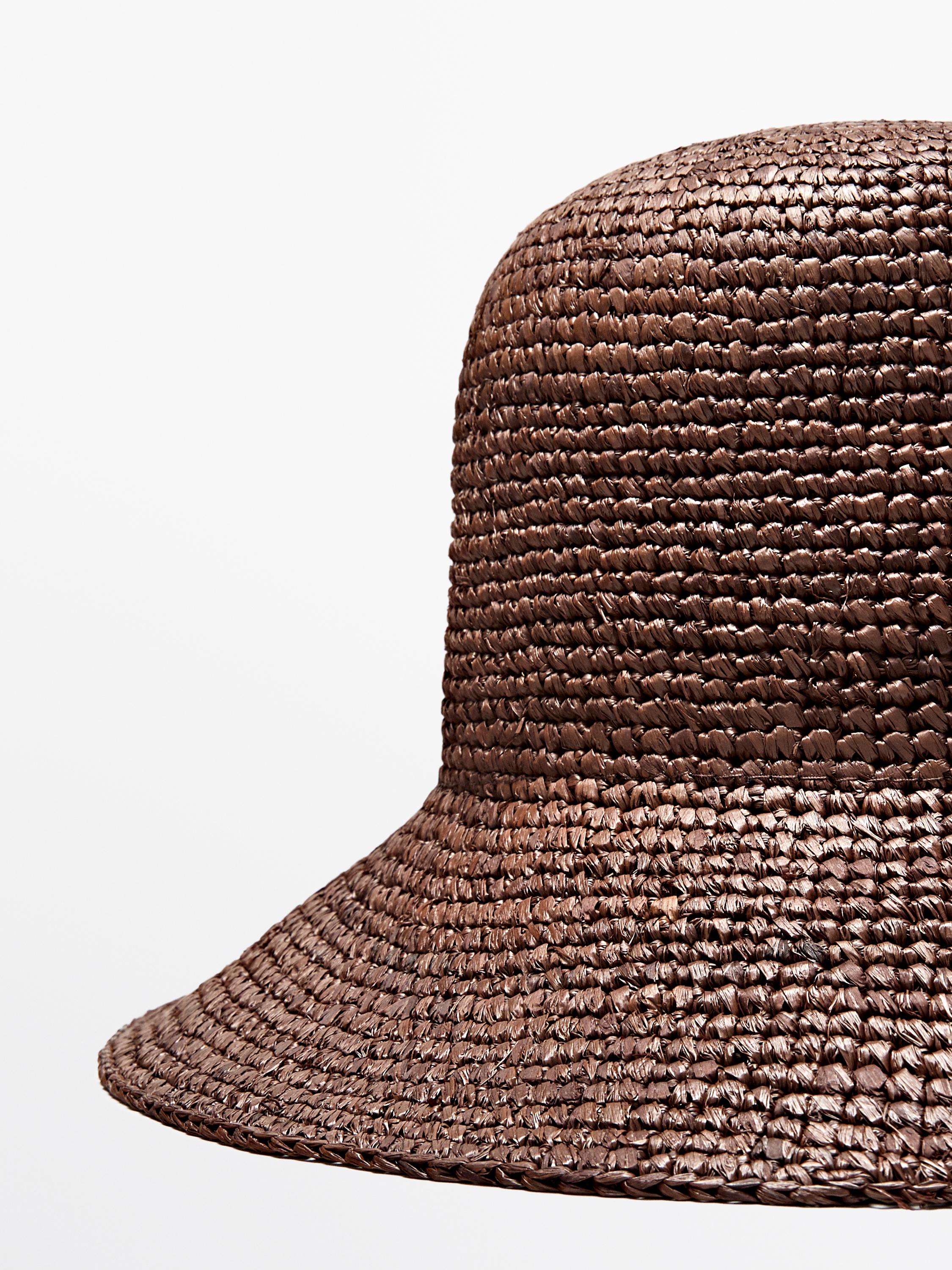 帽子 RAFFIA BUCKET HAT Raffia bucket hat · Brown · Cap/hat | Massimo Dutti