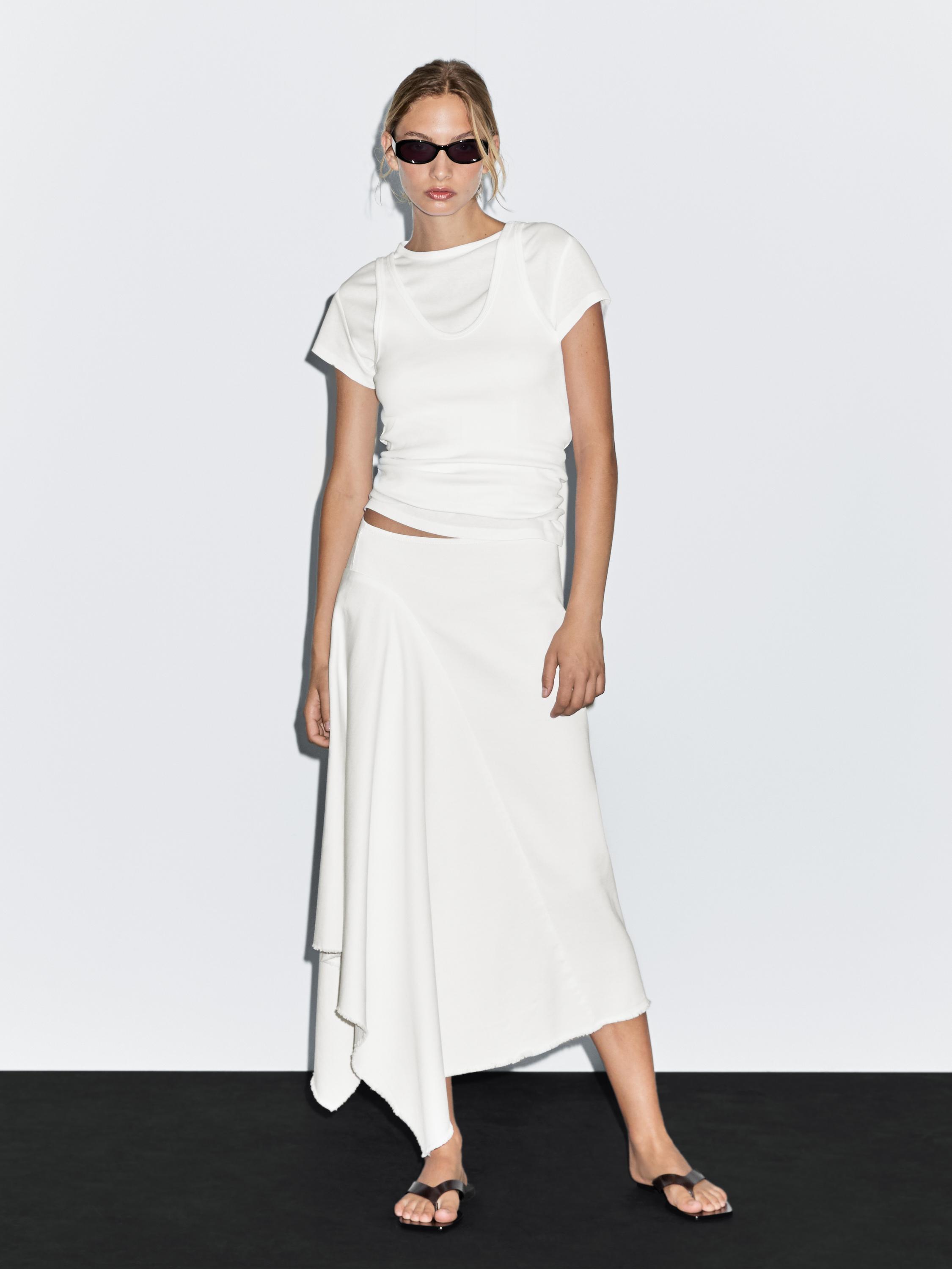 Asymmetrischer Midi-Jeansrock