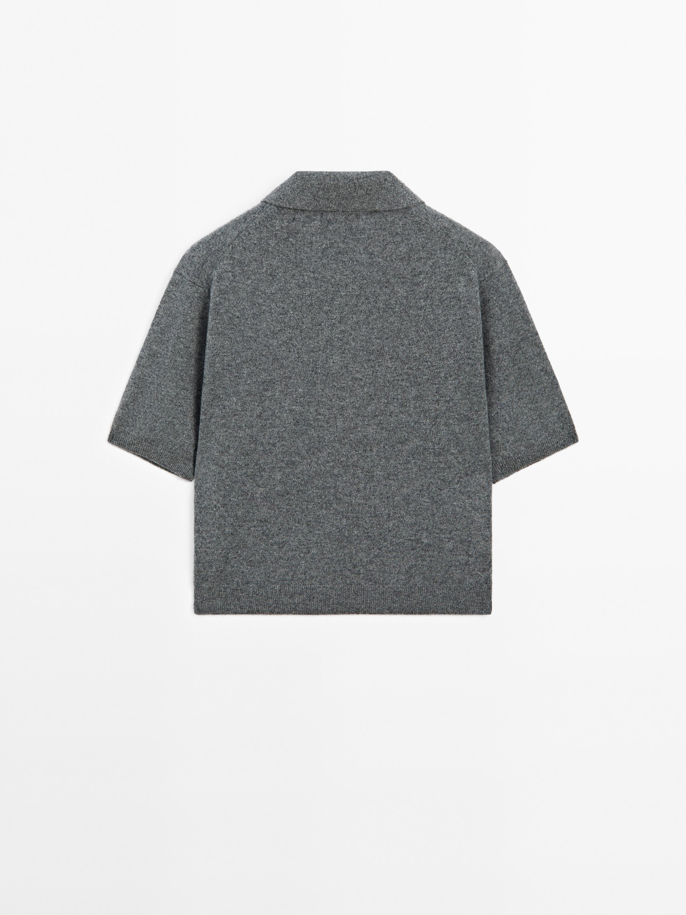 100% cashmere knit short sleeve sweater