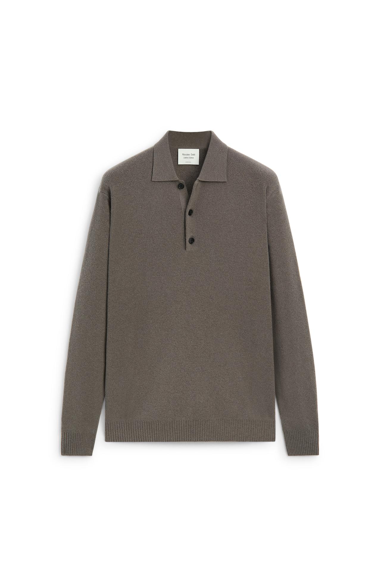 100% wool knit polo sweater - LIMITED EDITION — MOLE BROWN