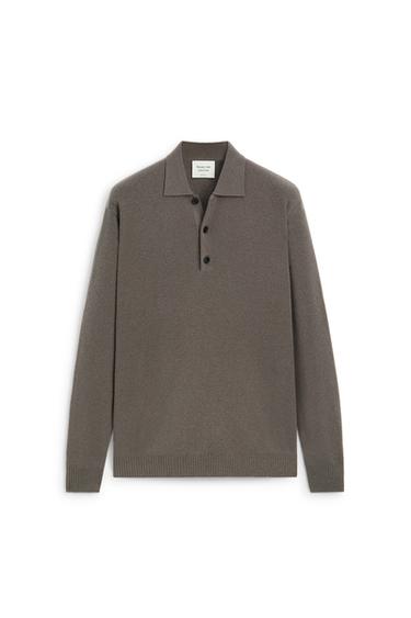 100% wool knit polo sweater - LIMITED EDITION — MOLE BROWN 5