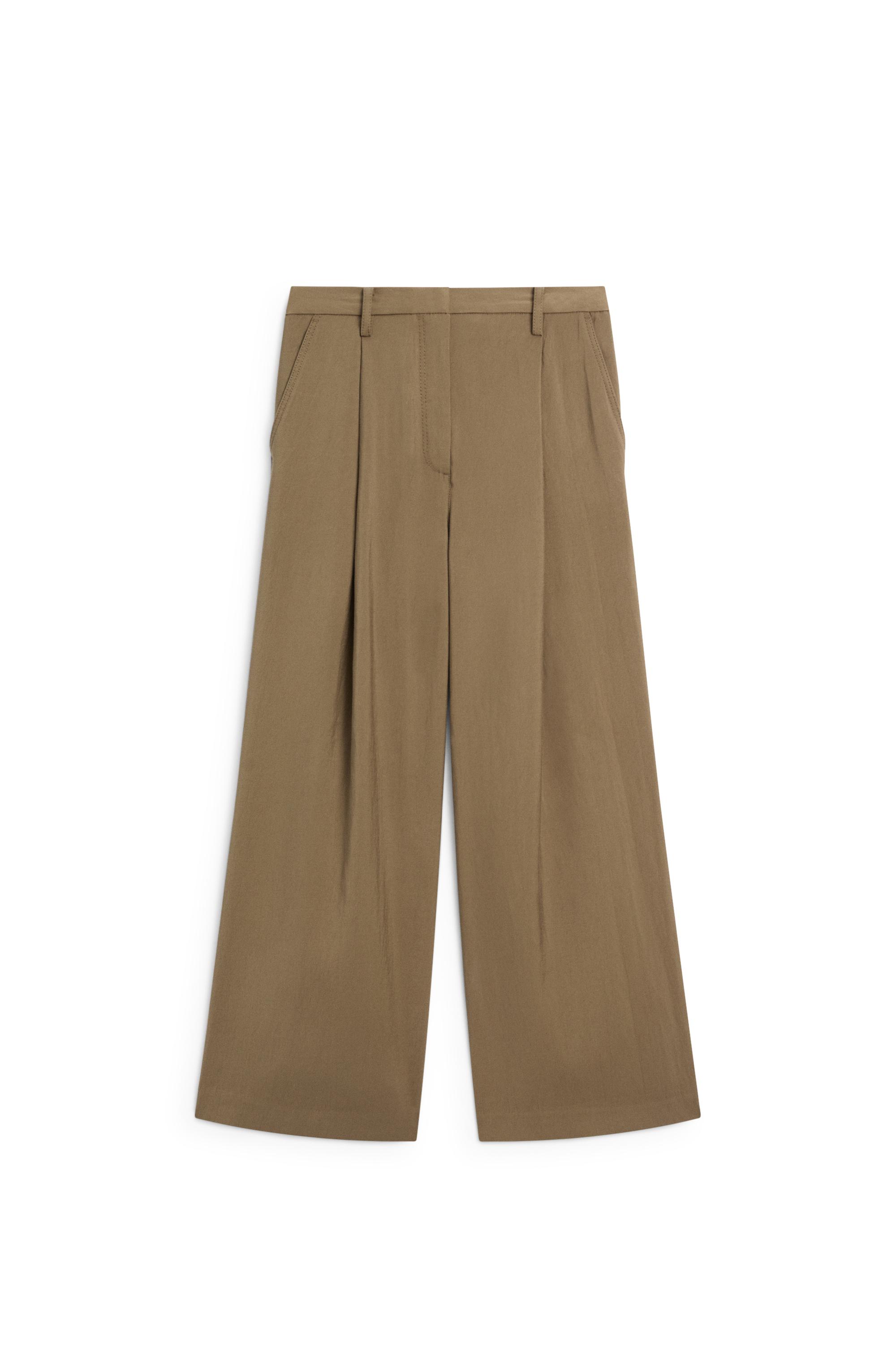 Flowing cropped wide-leg pants — MEDIUM KHAKI